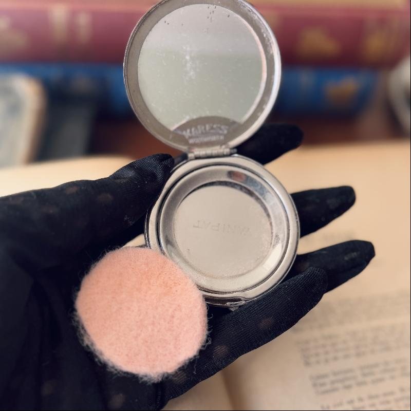 Rare! Antique C.a. 1920s "Karess" line by Woodworth Inc Silver-Plated Guilloché Engraving Loose Powder Compact(MT2221)