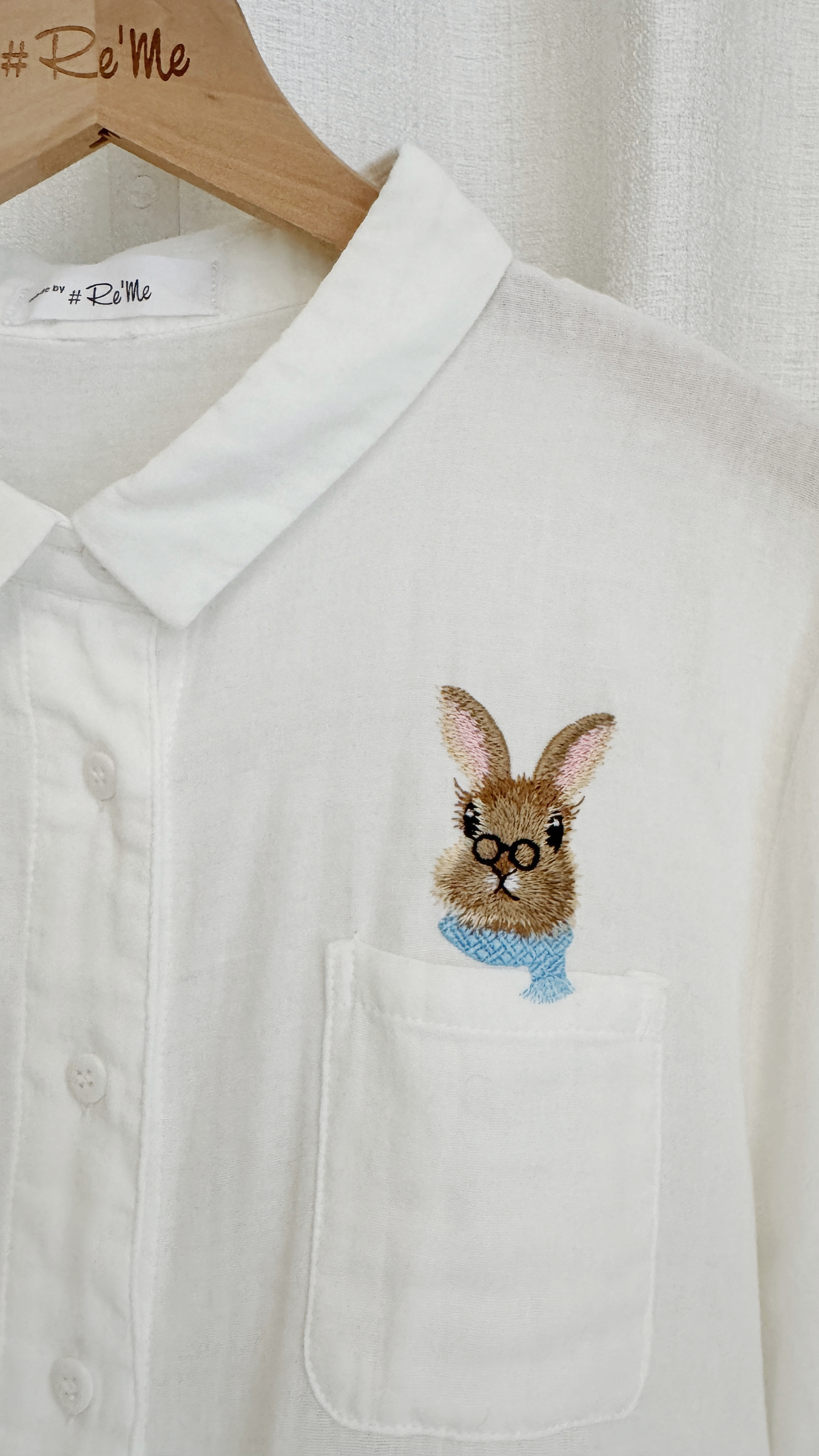【Re‘Me Embroidery Made】博士生兔子刺绣白衬衫