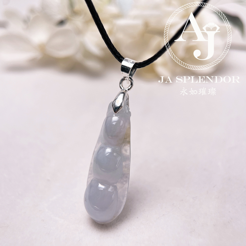 JN-1626 天然翡翠A玉 冰種紫玉四季平安福豆吊墜