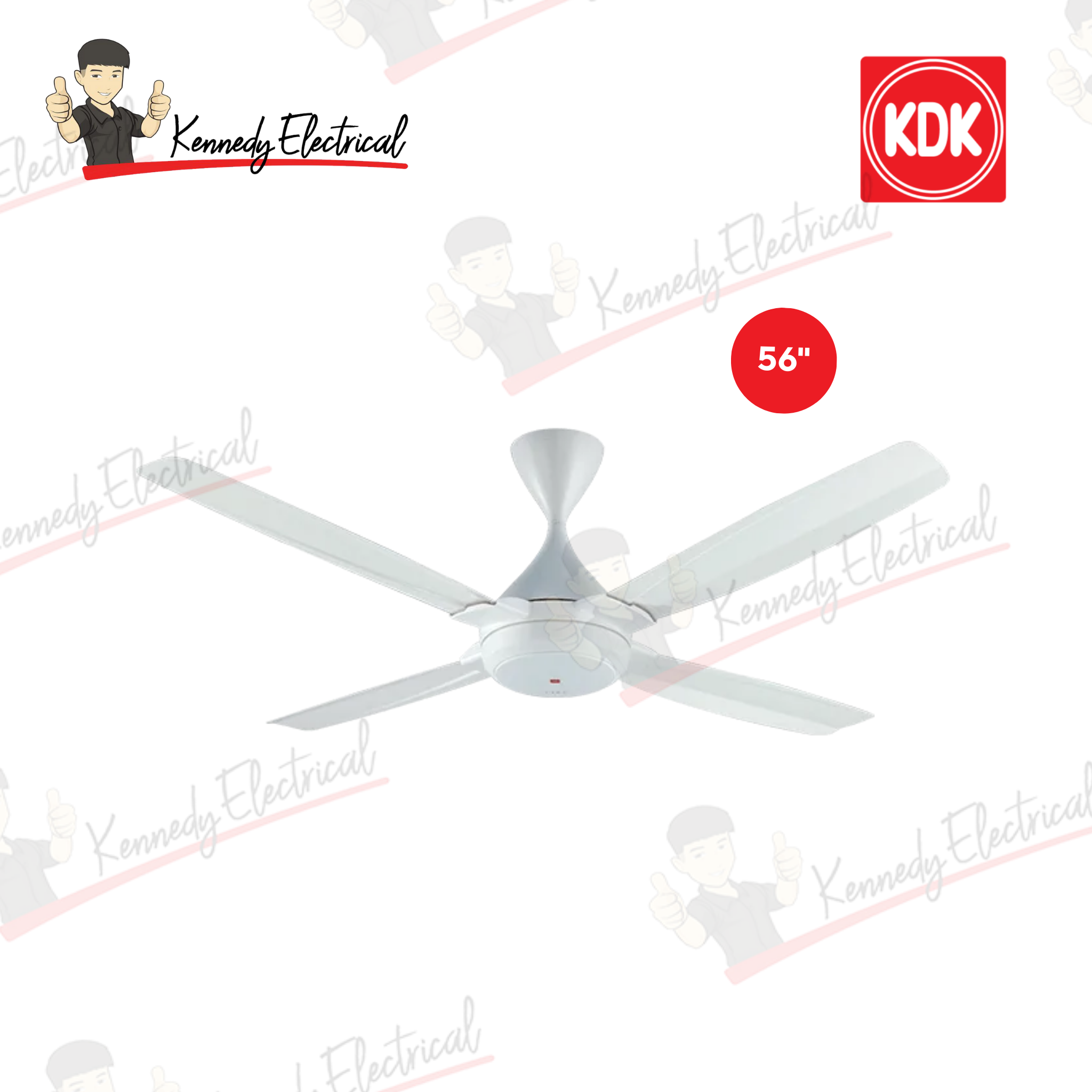 KDK 56" 4-Blade DC Motor Ceiling Fan K14TE-WT (White)