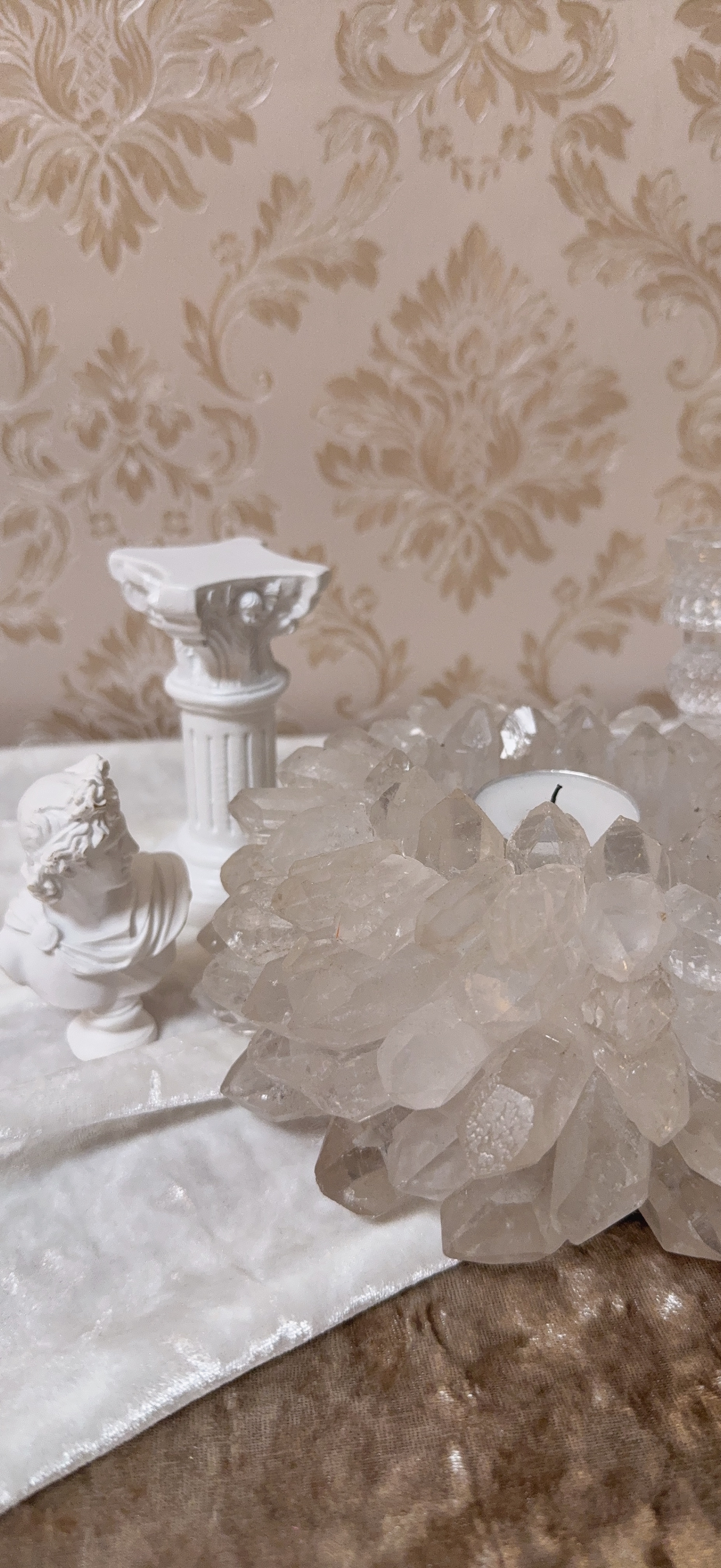 巴西純淨之光：白水晶「盛開花朵」燭台