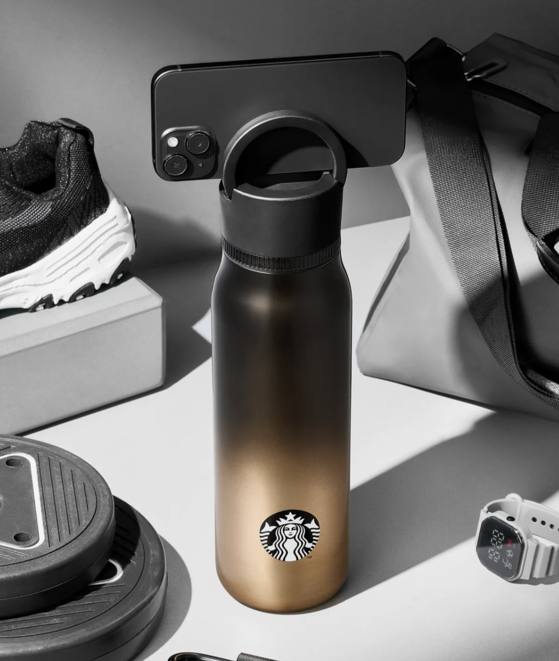 運動風｜韓國 Starbucks 星巴克 專屬手機架 不鏽鋼保溫杯 887ml｜Sporty Leafy Tumbler