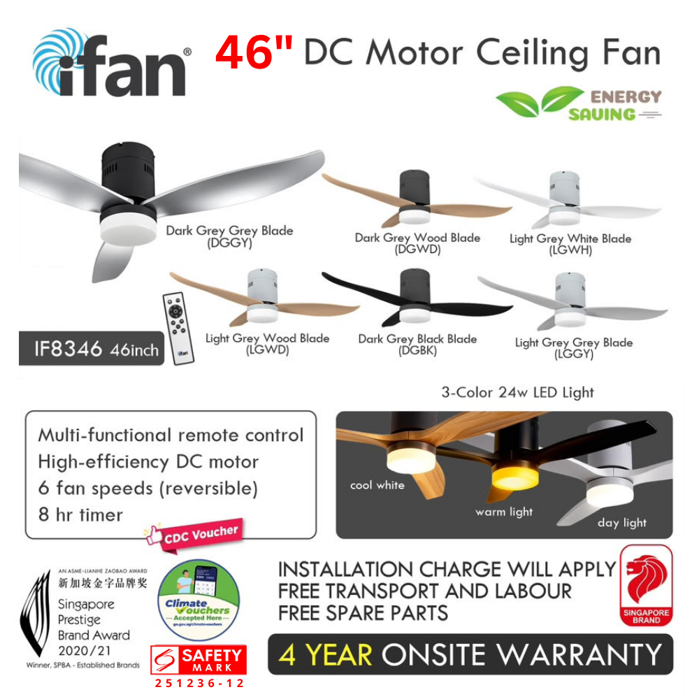 iFan 46in DC Motor Ceiling Fan 6 Speed Selection (IF8346) RU