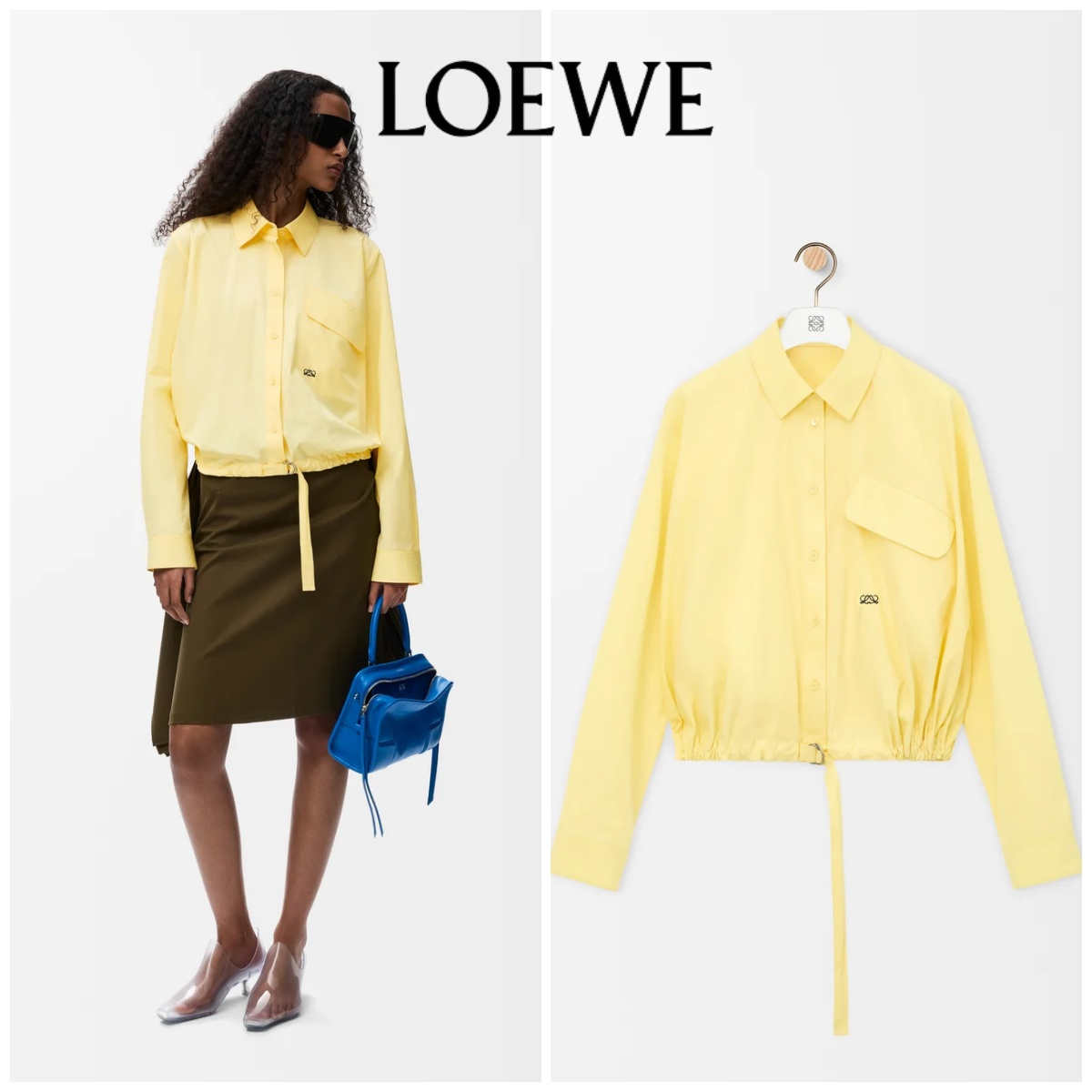 LOEWE 春日限定檸檬黃短款長袖恤衫