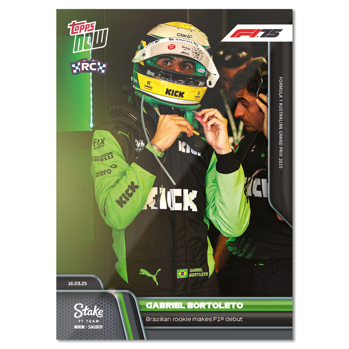Gabriel Bortoleto RC - 2025 F1 Topps NOW® #16 Australian GP F1初戰卡｜PR 1,343