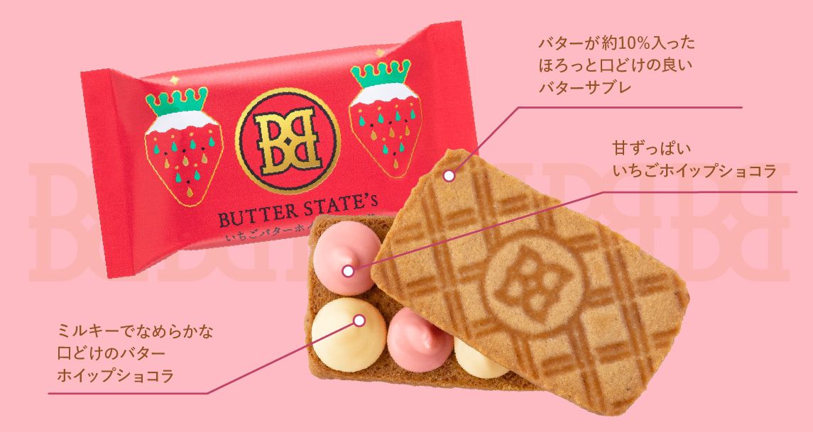日本直送春季限定版  「日本BUTTER STATE's 草莓夾心餅乾」