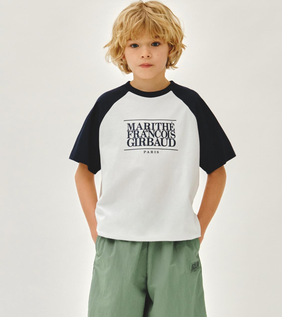 Ⓜ️ fg kids款 oversized classic logo 牛角袖tee 折扣優惠 Pink拼淺灰/橙拼白 / navy Size 100-150 瘦的女生可穿140/150