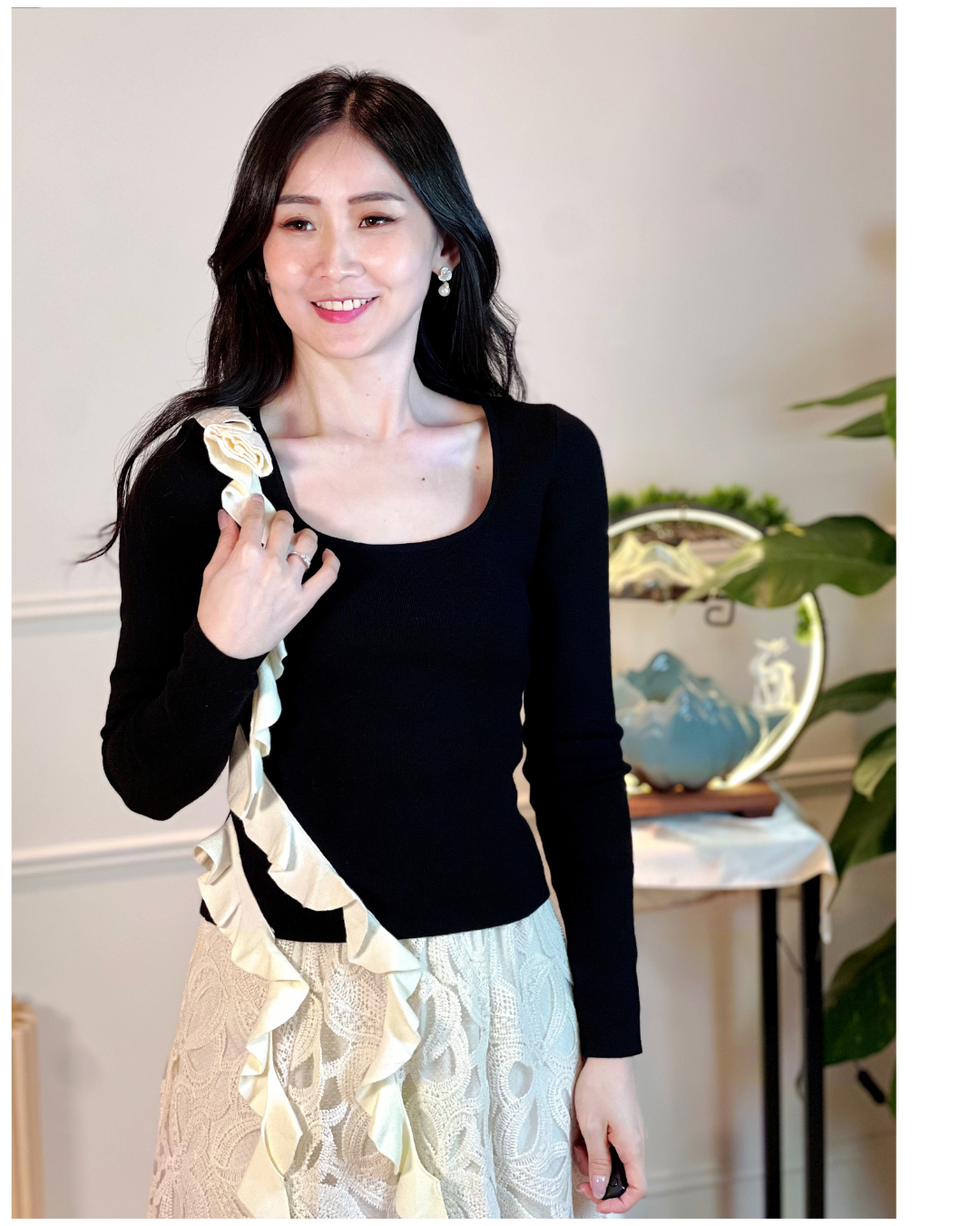 5109 Kristin Long Sleeve with Ruffle Blouse