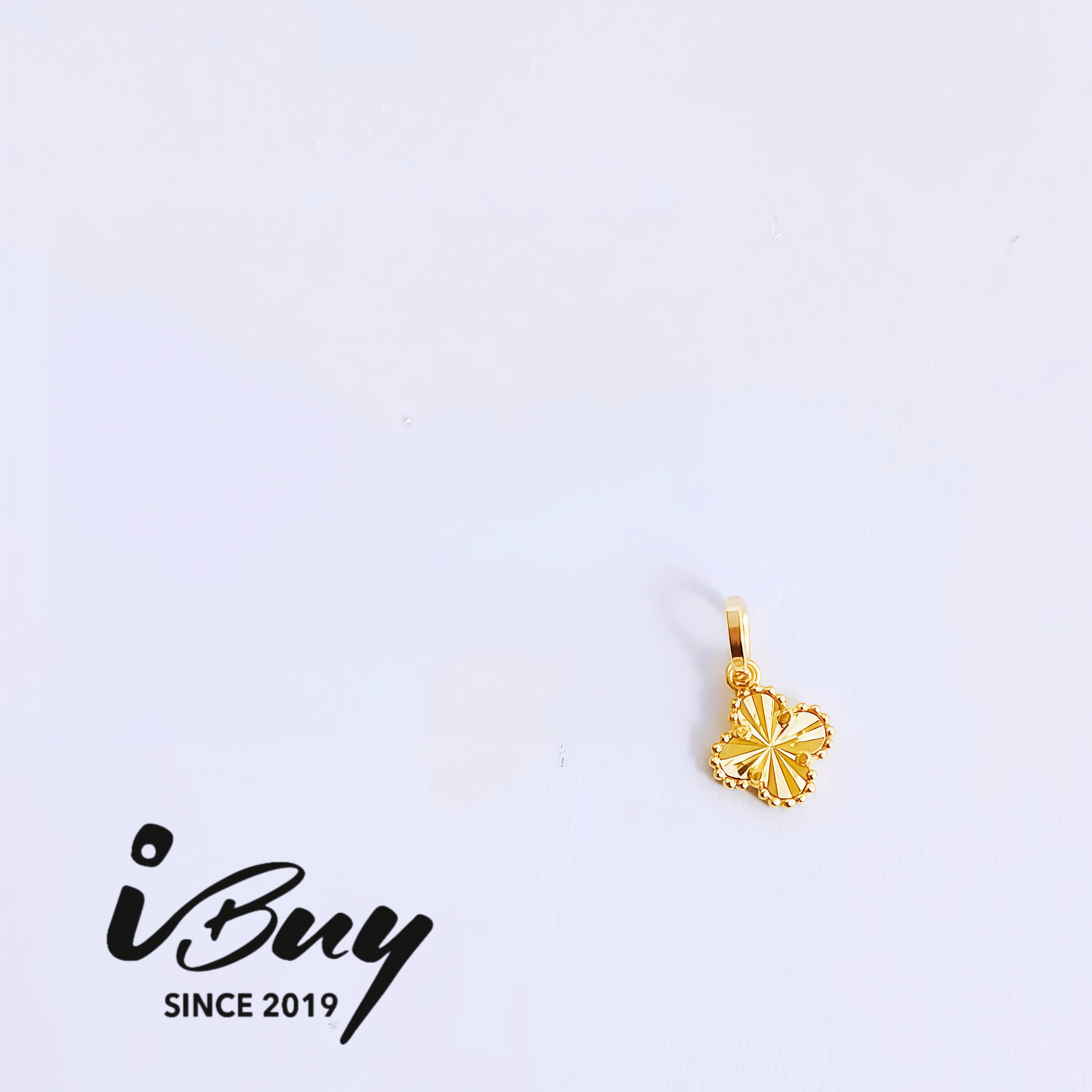 916 GOLD  6MM FULL GOLD VCA PENDANT (THIN)  916 金 6MM 珠边镭射四叶草（薄）