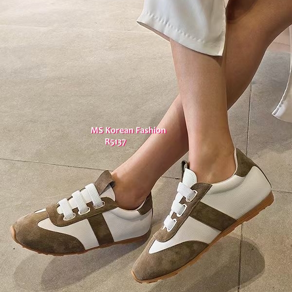 R5137 韓國🇰🇷拼色真皮免綁帶sneakers