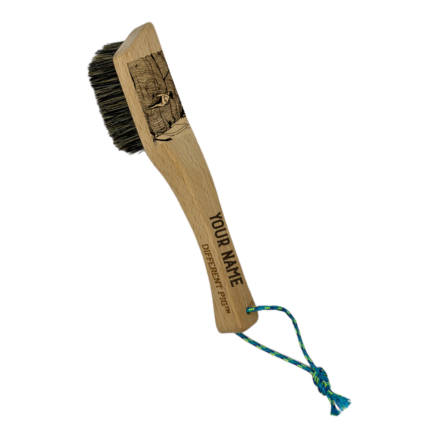 【來圖訂製】𝗗𝗜𝗙𝗙𝗘𝗥𝗘𝗡𝗧 𝗣𝗜𝗚™ OG brush with paracord fully customised by you 刻圖大豬攀岩掃