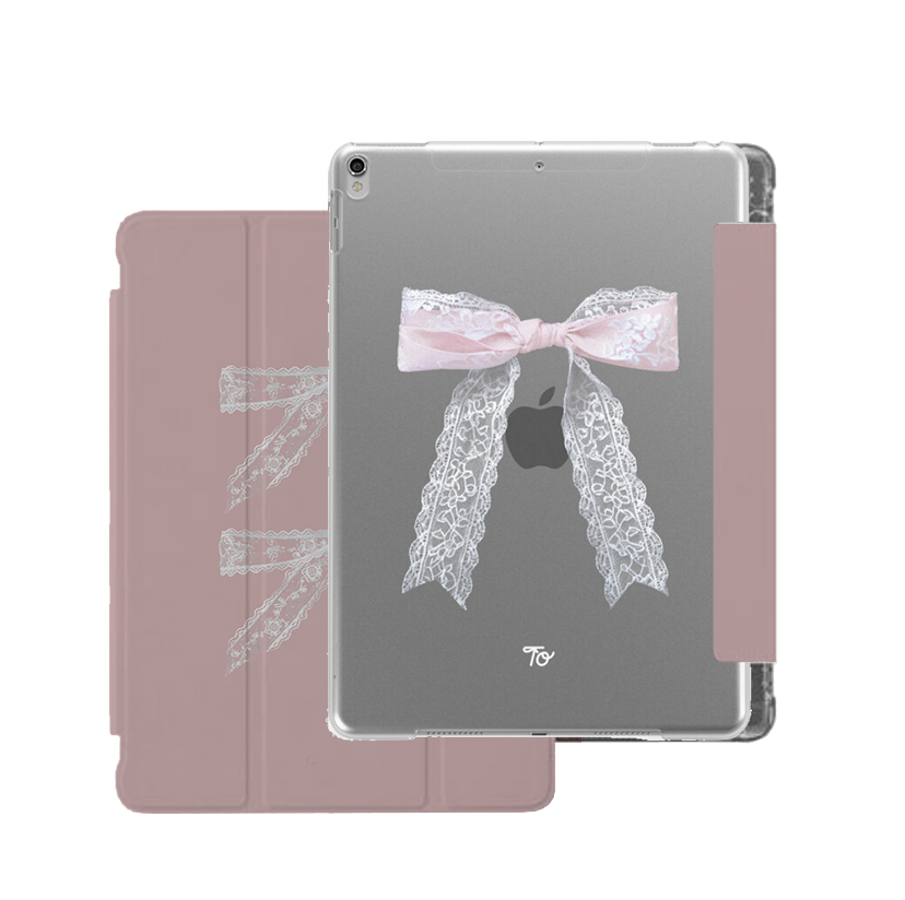 【Ballerina Lace Ribbon】透明磨砂書本式 iPad Case