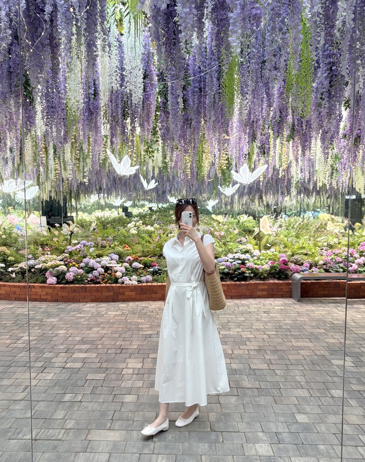 Elasticated Waist Shirt Dress (White)