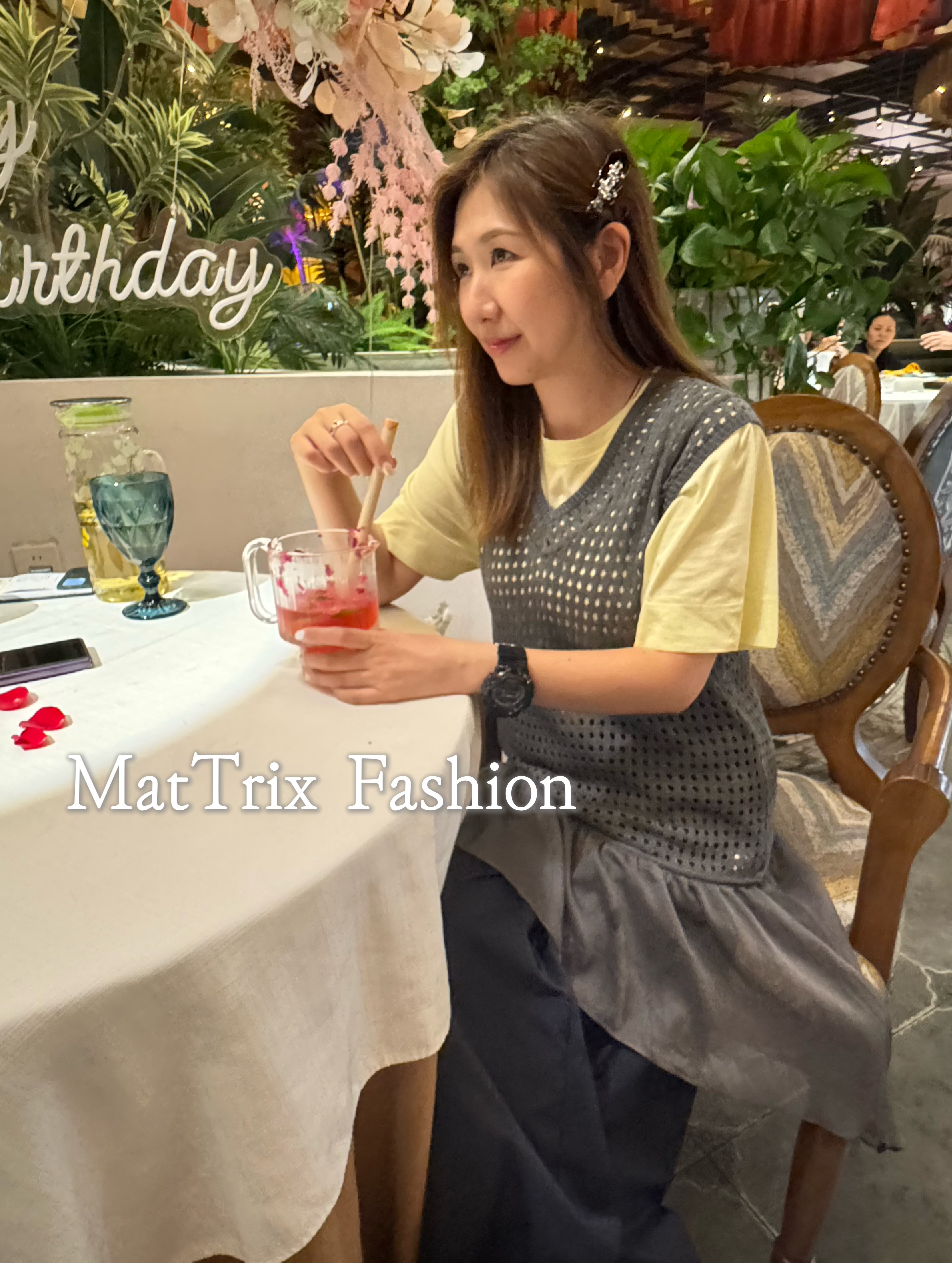 線織拼雪紡背心