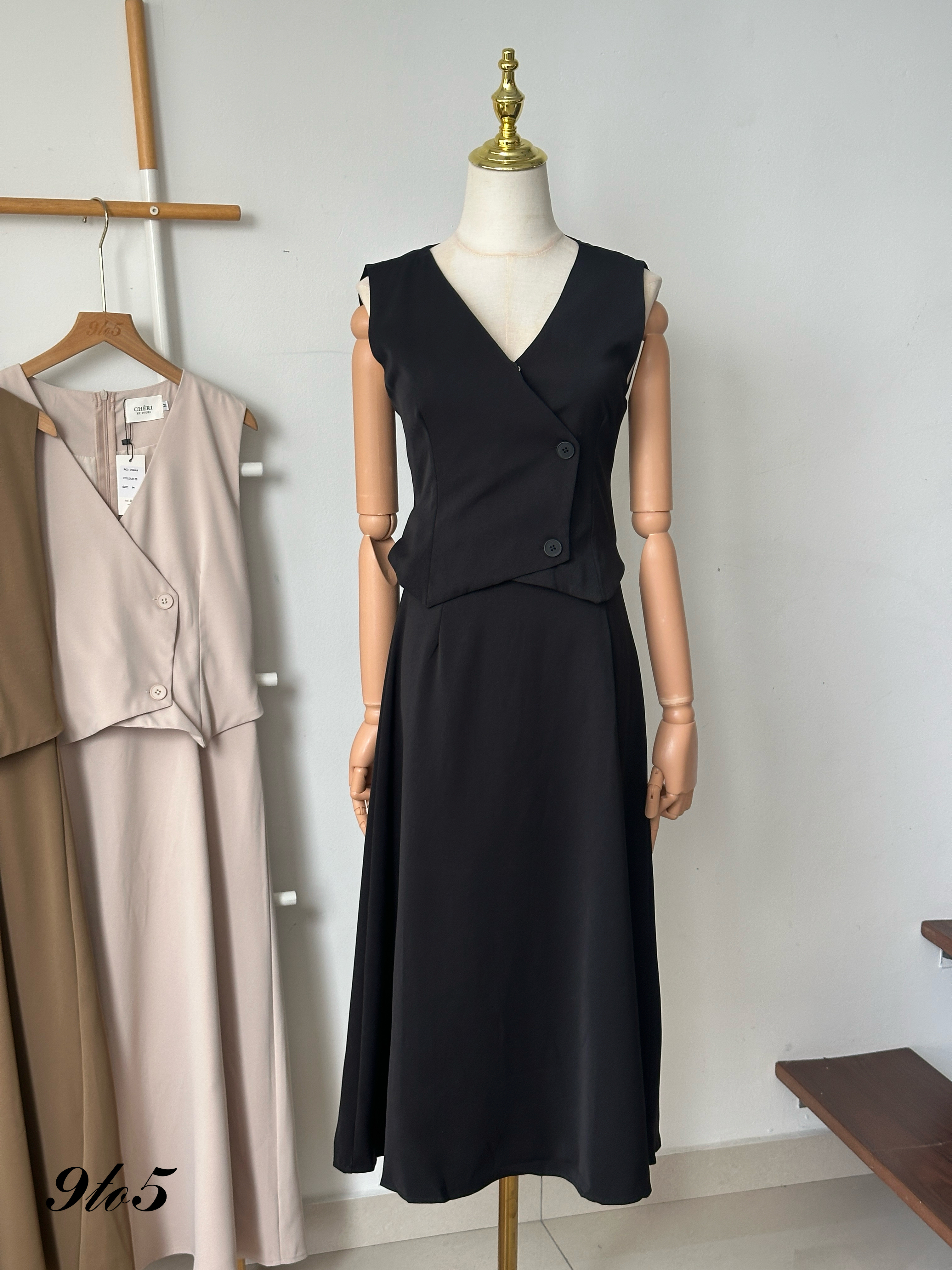 D2336 Fake Two-Piece Dress - 3 Colors