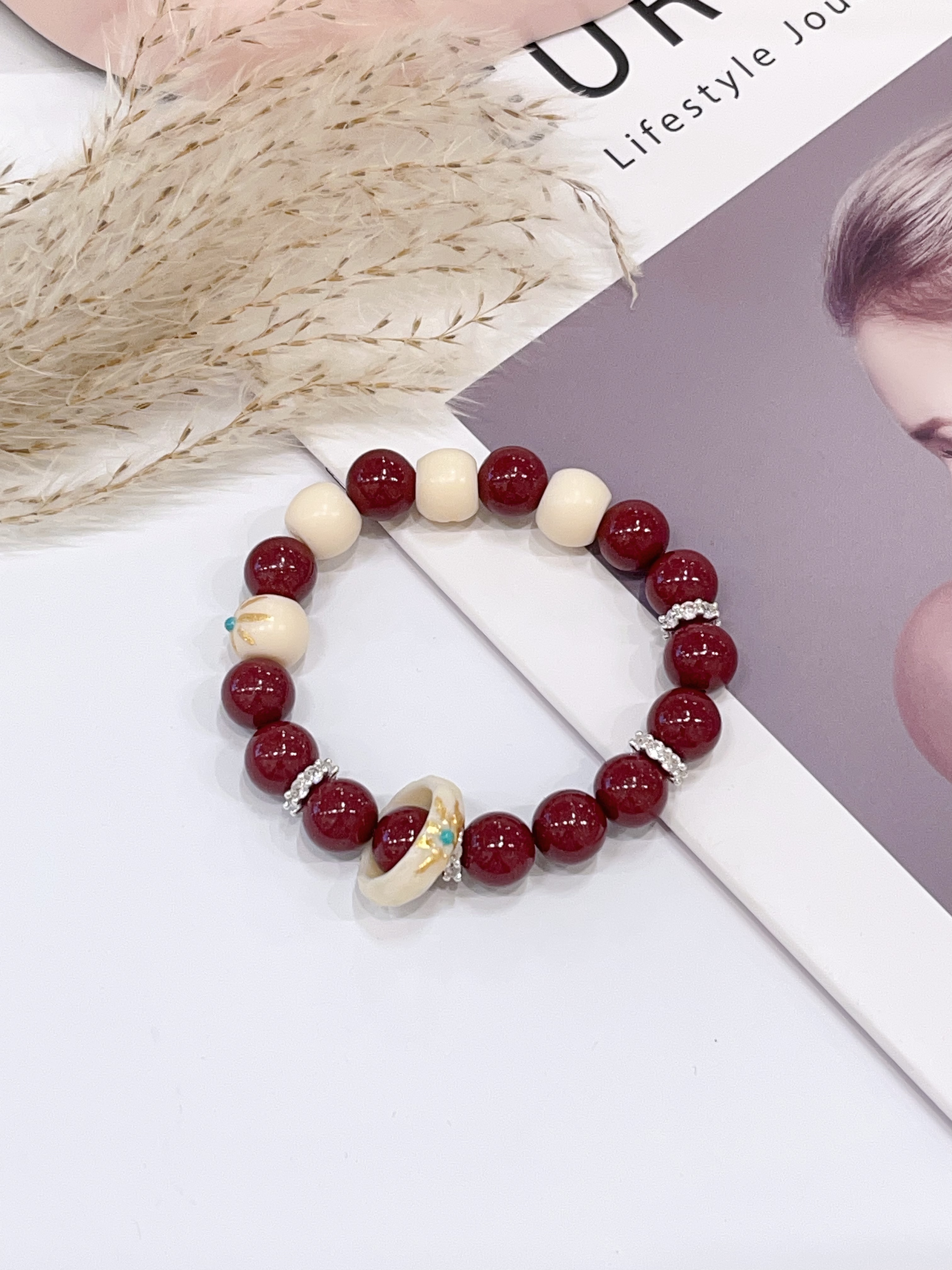 🔴 朱砂 × 象牙果手串 Cinnabar & Tagua Nut | 10mm