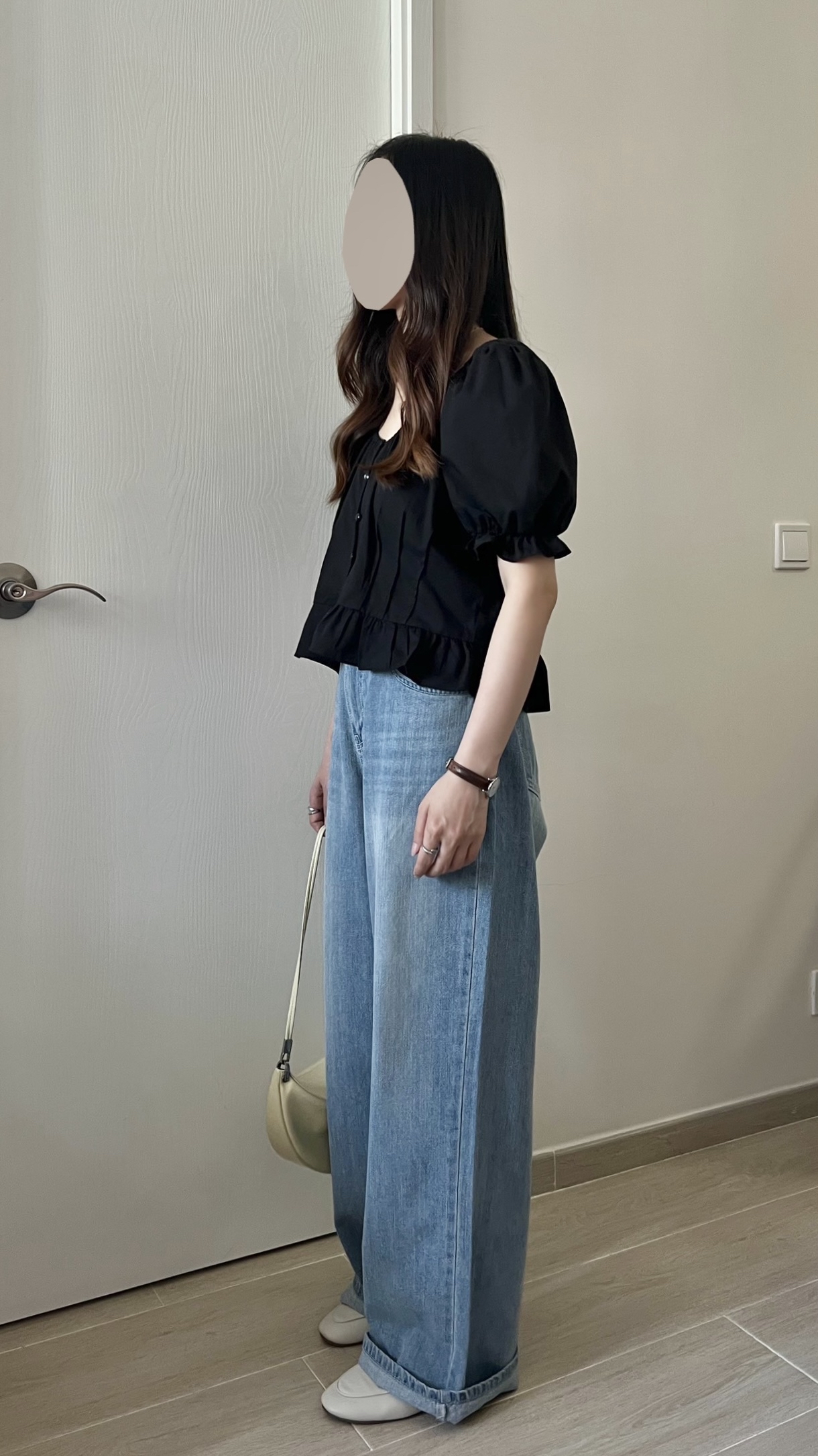 公主膊花邊短袖blouse