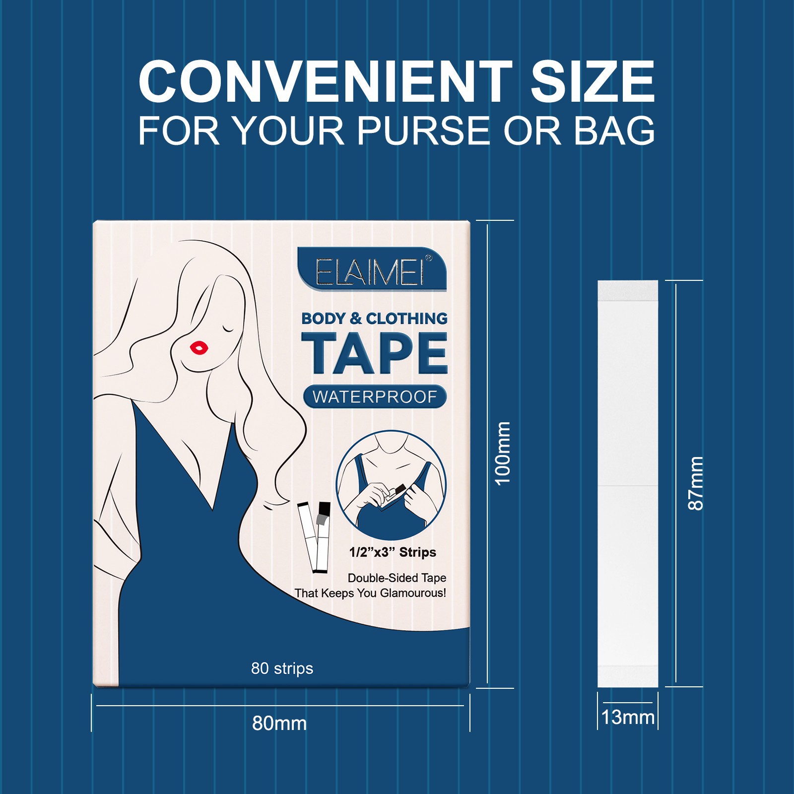 (80條) ELAIMEI 多用途防走光貼 衣物隱形防滑膠帶 身體雙面膠紙 [平行進口]  TT0553