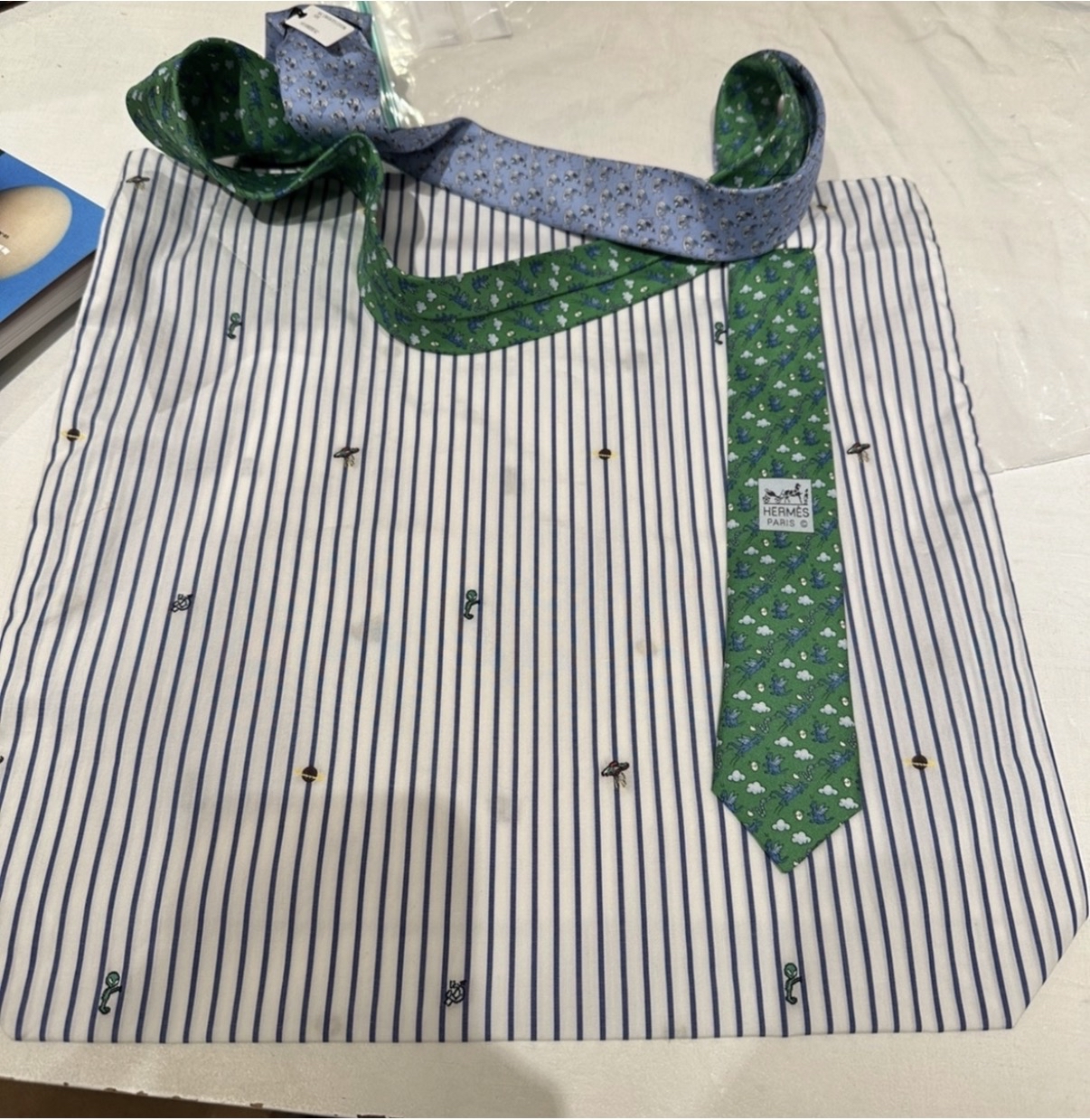 Hermes petit h tie布tote bag