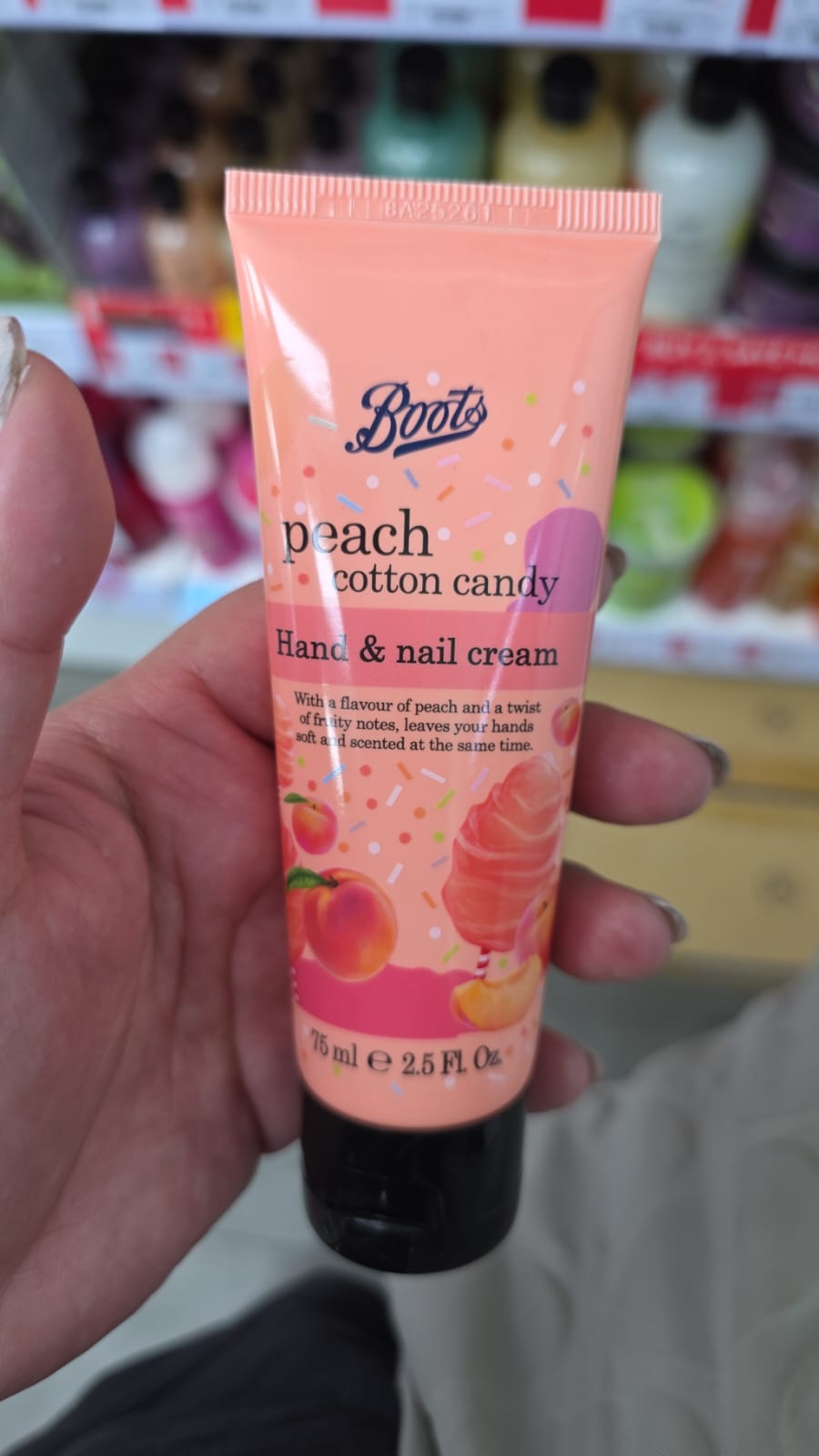 boots peach hand & nail cream