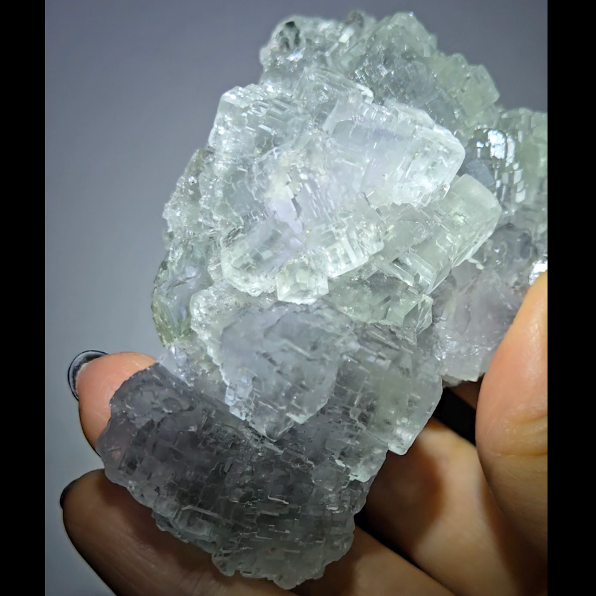 QR code cubic fluorite with calcite from Xianghualing - FL335