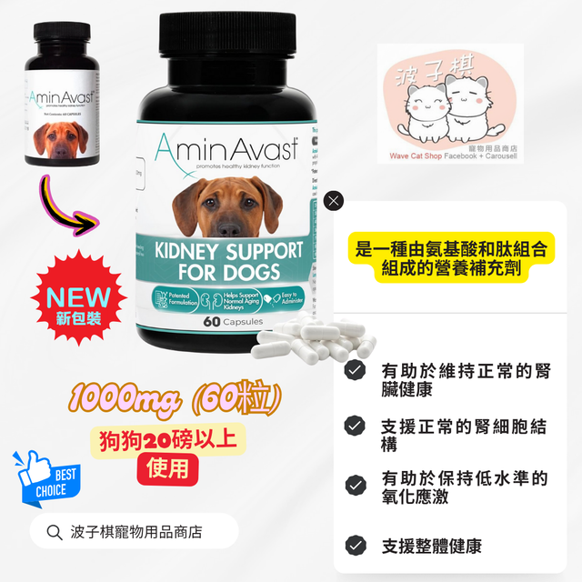 AminaVast 胺腎胺基酸營養補充品1000mg 60粒{平行進口貨品} (Exp date
