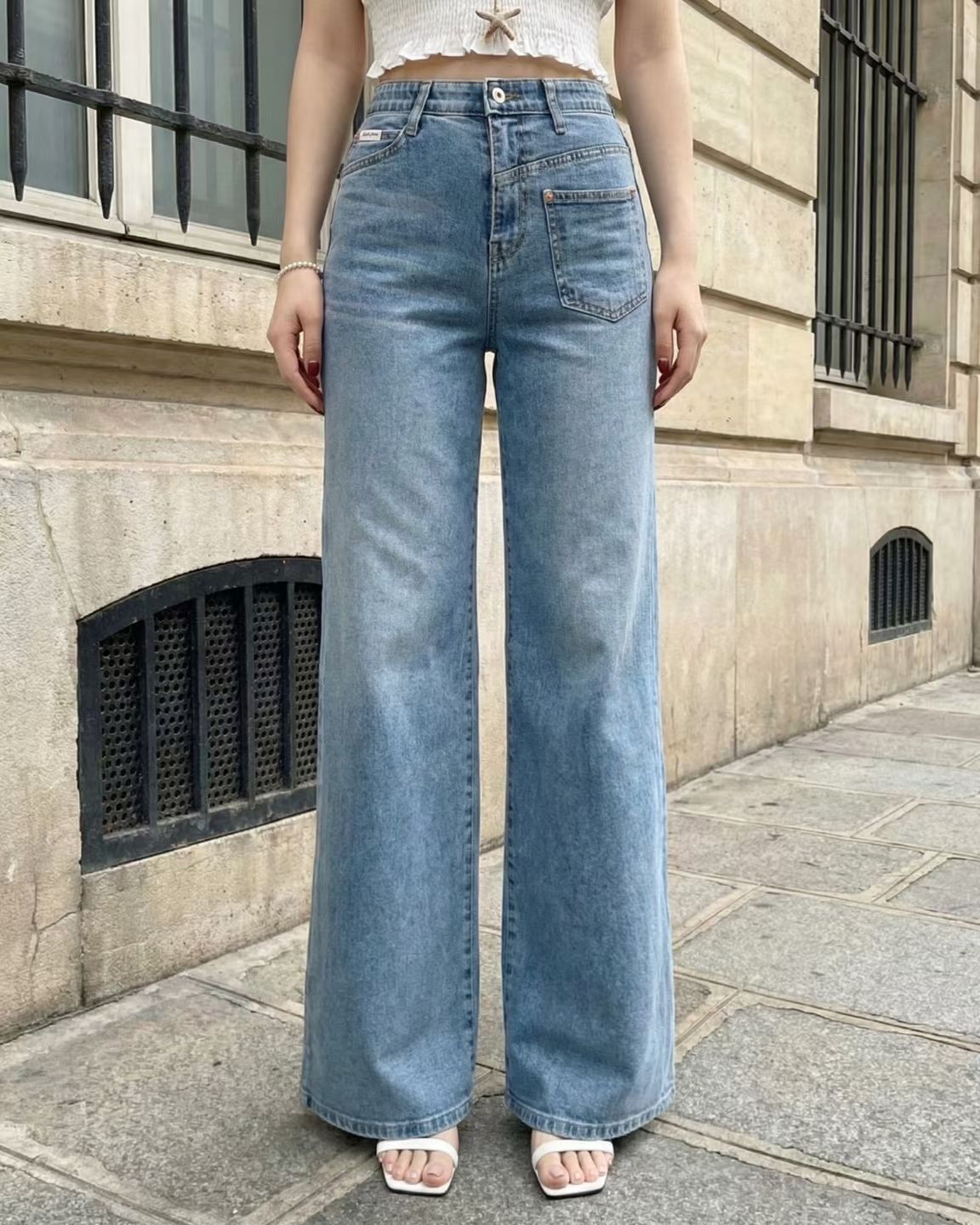 單袋設計直筒牛👖