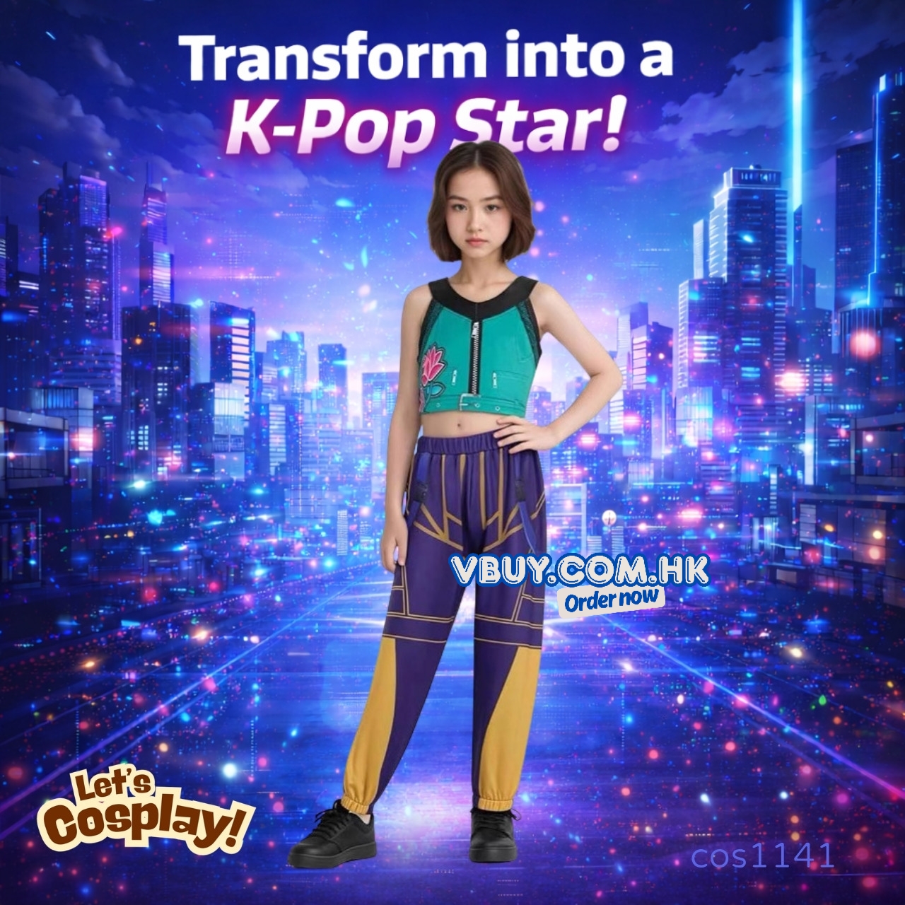 Kpop Demon Hunters獵魔女團 Zoey Cosplay 女童舞台表演服裝 獵魔女團角色服裝 香港現貨 Cos1141