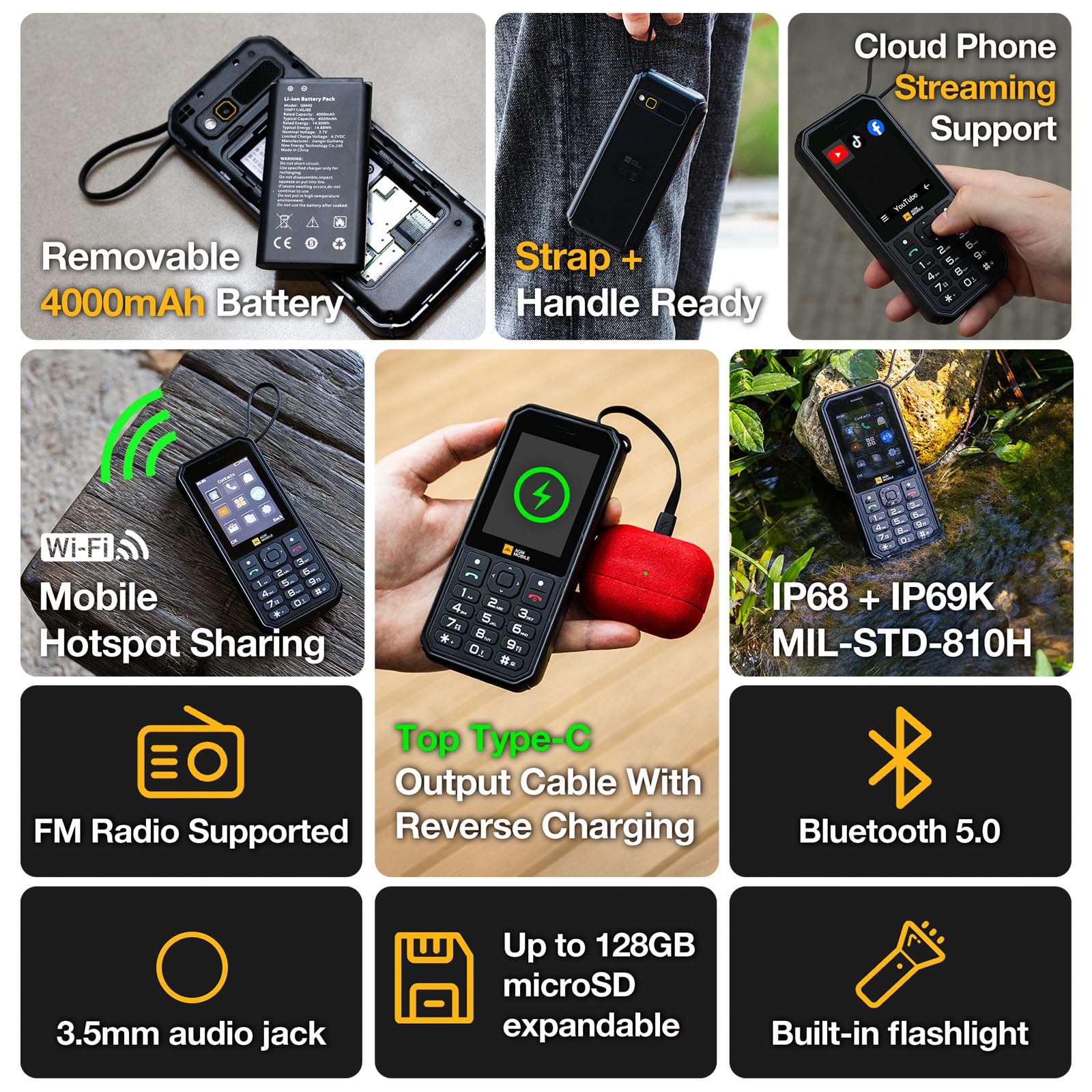 AGM M11 | 4G | 三防手機 | 功能手機 | 2.8" | 4,000mAh | 反向充電