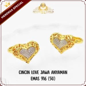 MYDORA Cincin Love Jawa Anyaman (5G) l EMAS 916/22K
