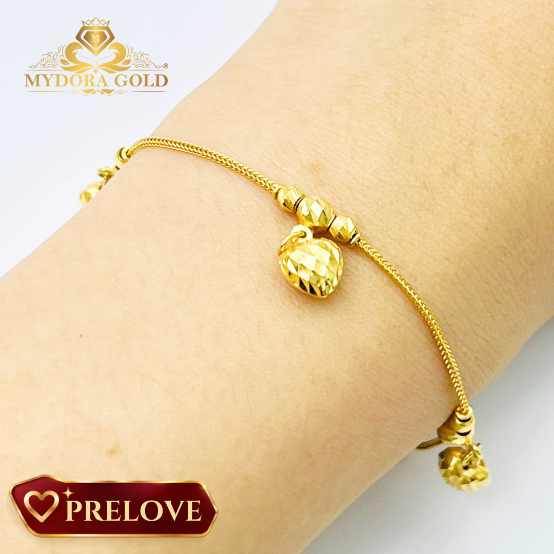 PRE-LOVE: Rantai Tangan PDR Fesyen + Love Pahat l EMAS 916/22K