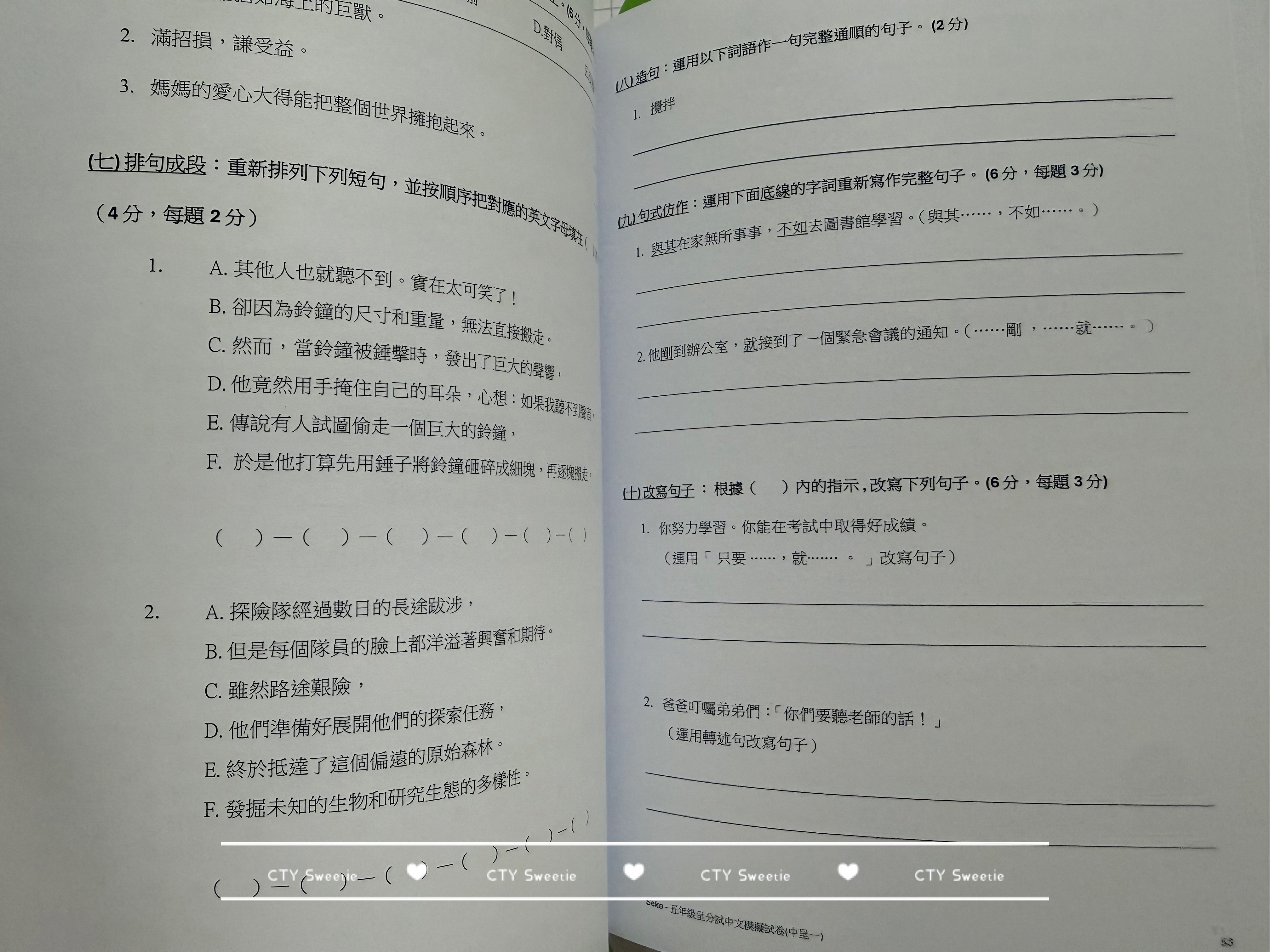 呈分試操卷套餐-中英數呈一二三共9本