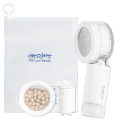 【香港行貨】 atojet｜第三代迷你蓮蓬頭 花灑套裝(內含花灑*1、濾芯*2、防水袋*1) │ 旅行必備 │ 韓國生產 濾水器 