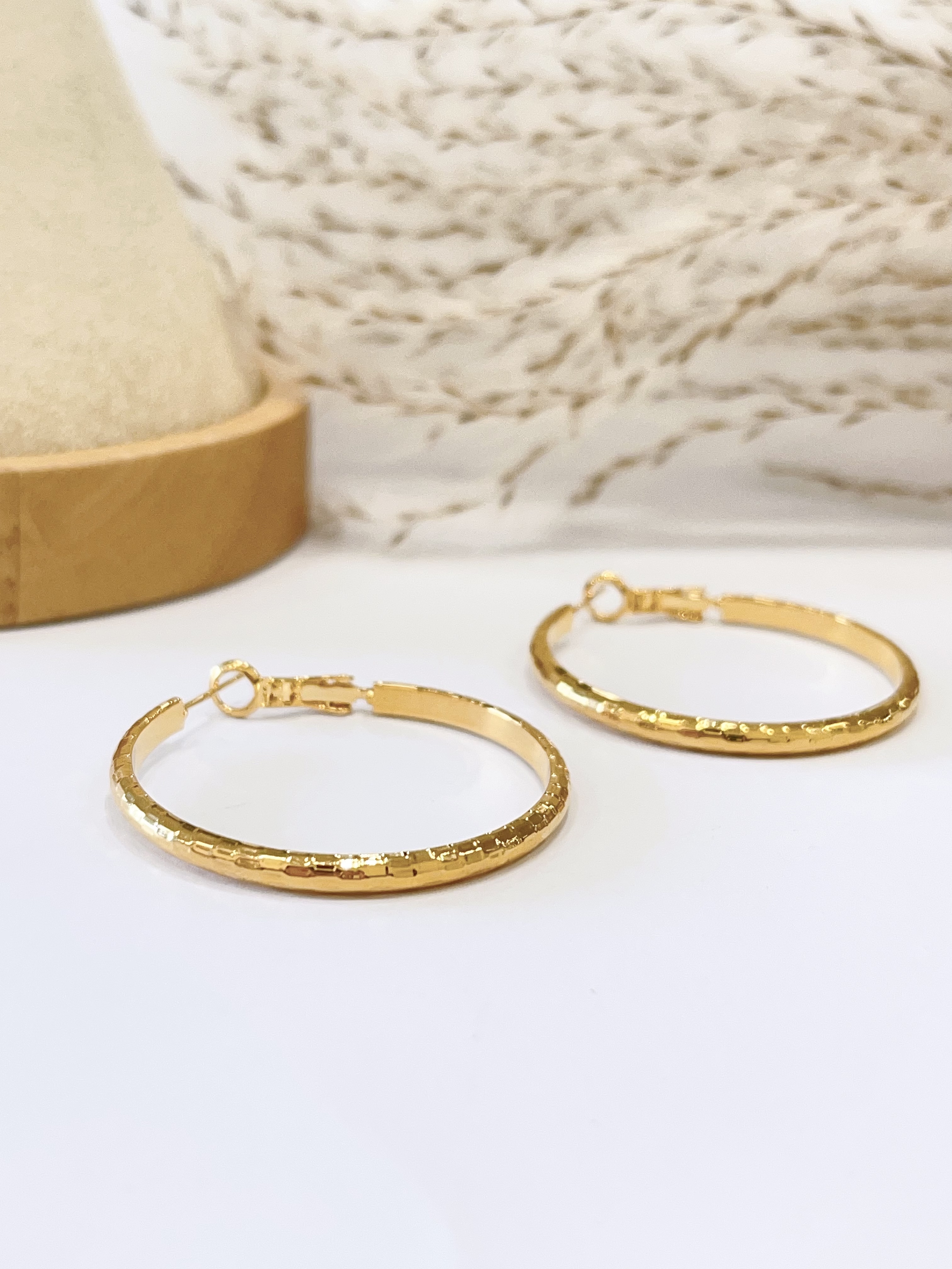 法式金色简约耳圈耳环