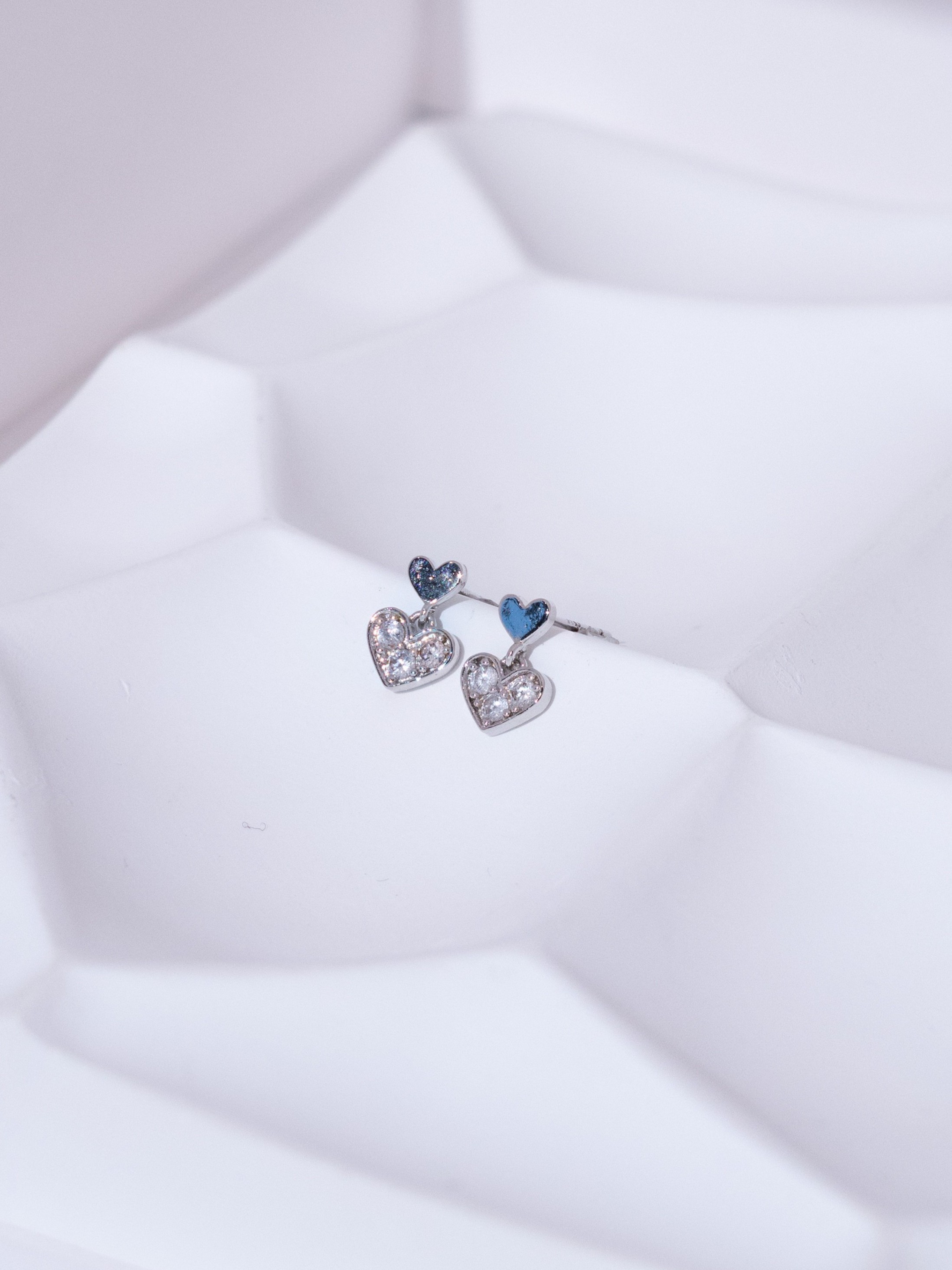 Sparkling Love Stud Earrings (Silver post)