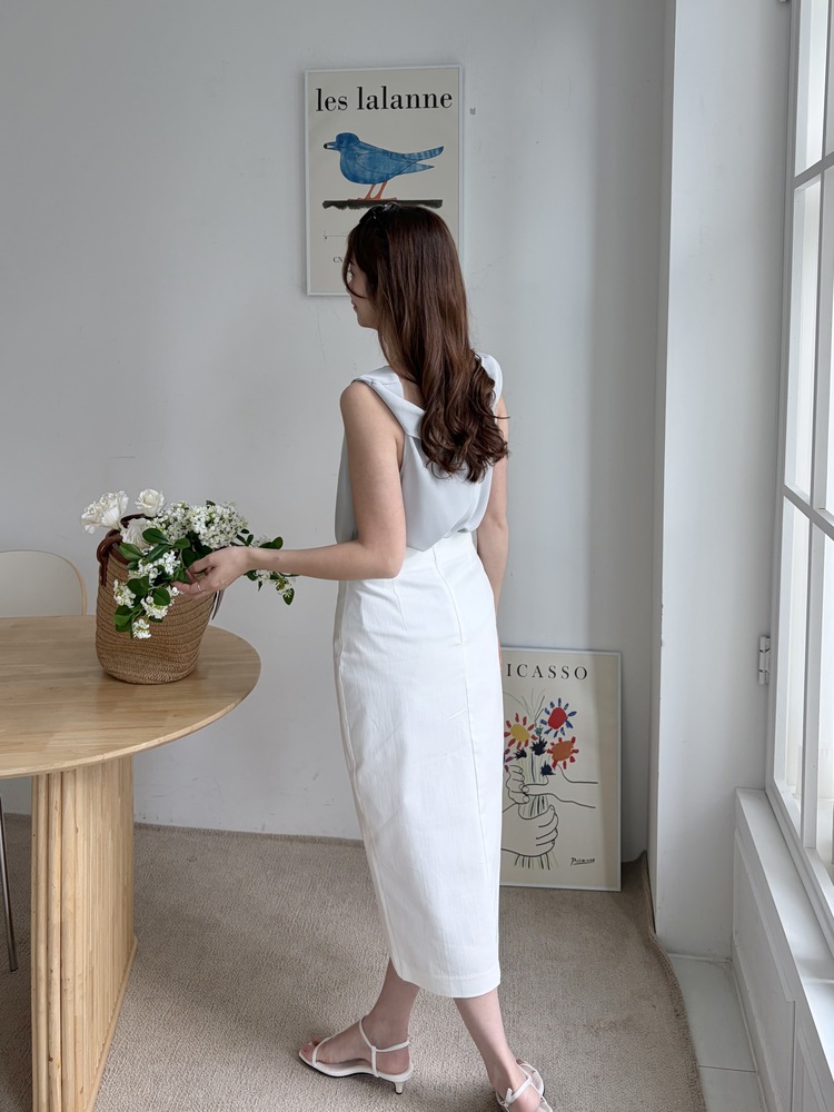 Front Slit Pencil Skirt (White)