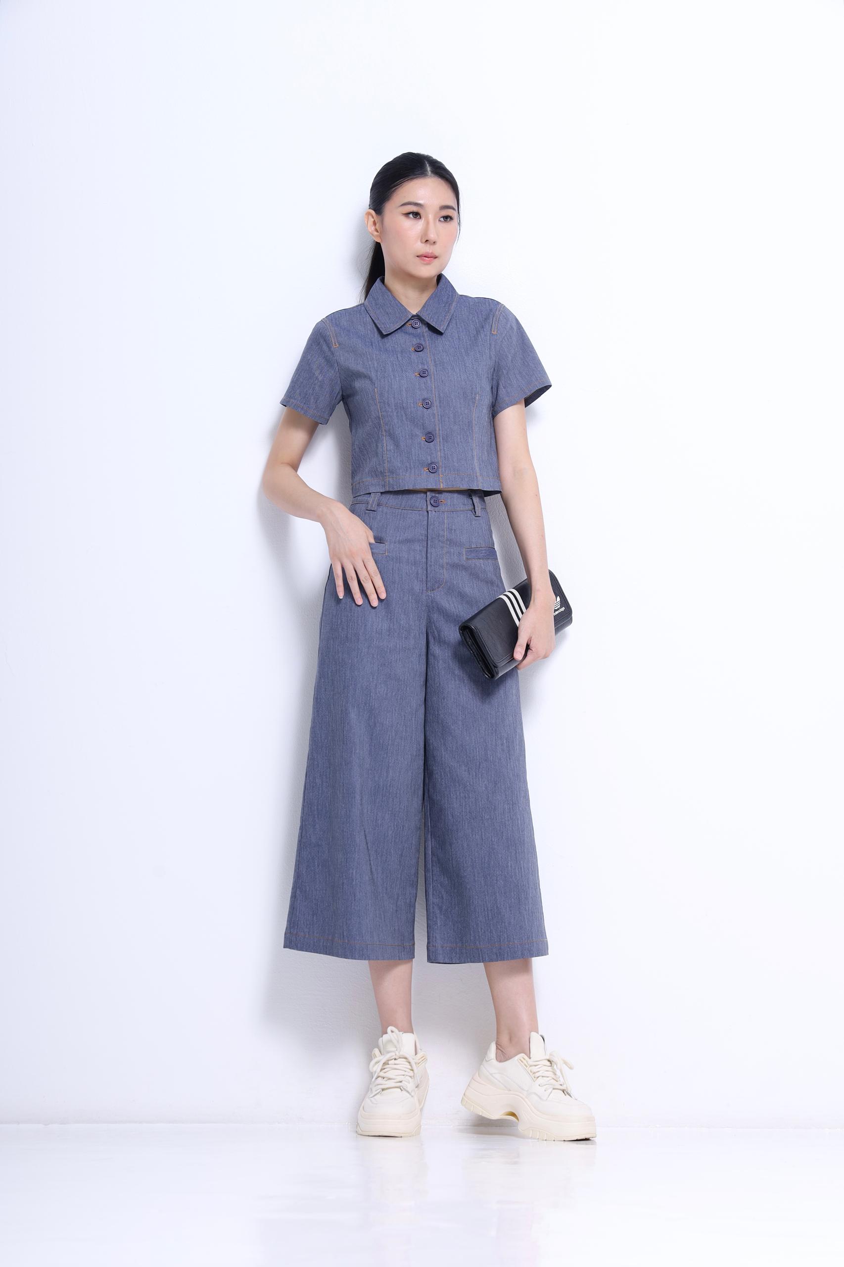 CB2750 EMBD THREAD COLLAR CROP TOP
