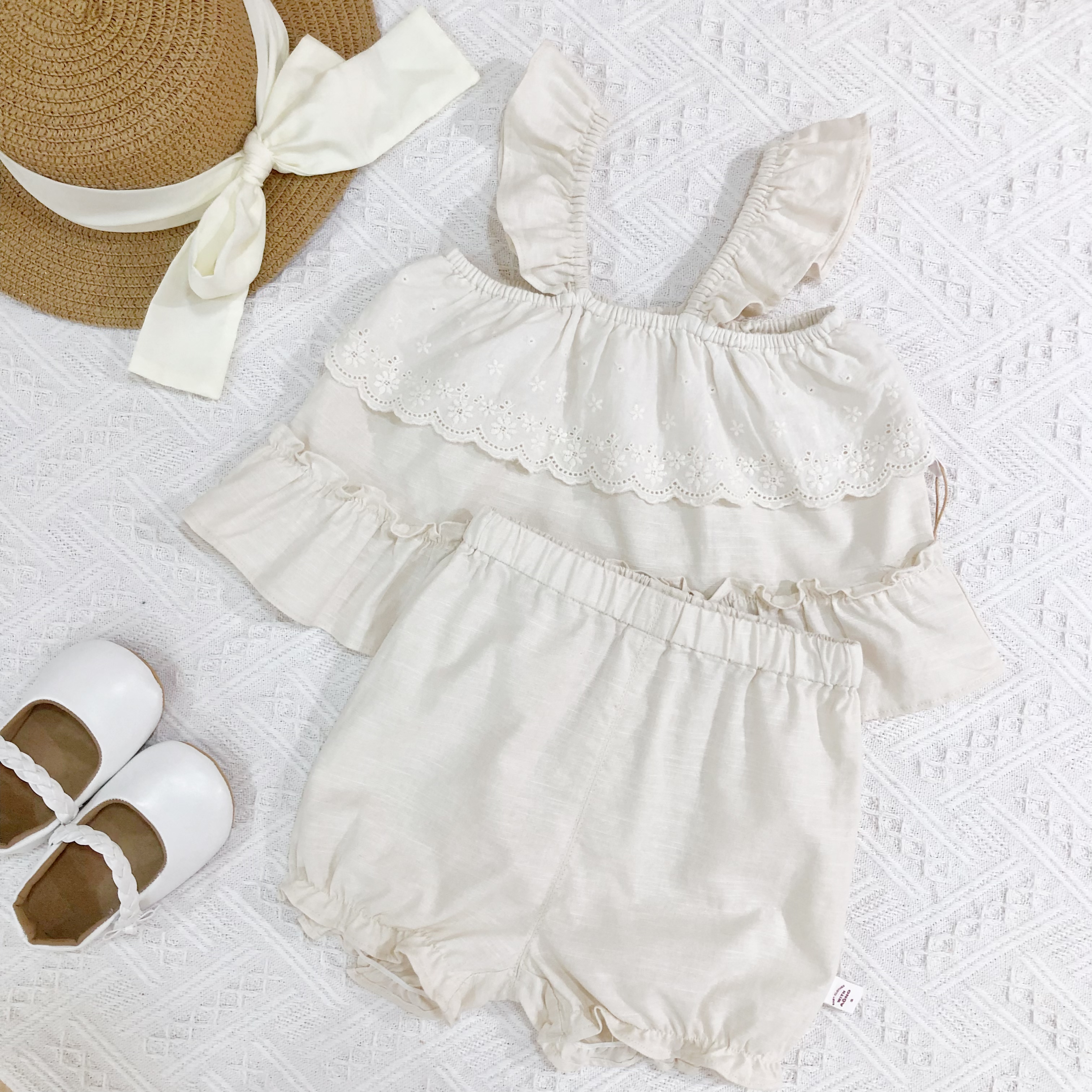 Ivory Summer Two-Piece Set with Ruffles
