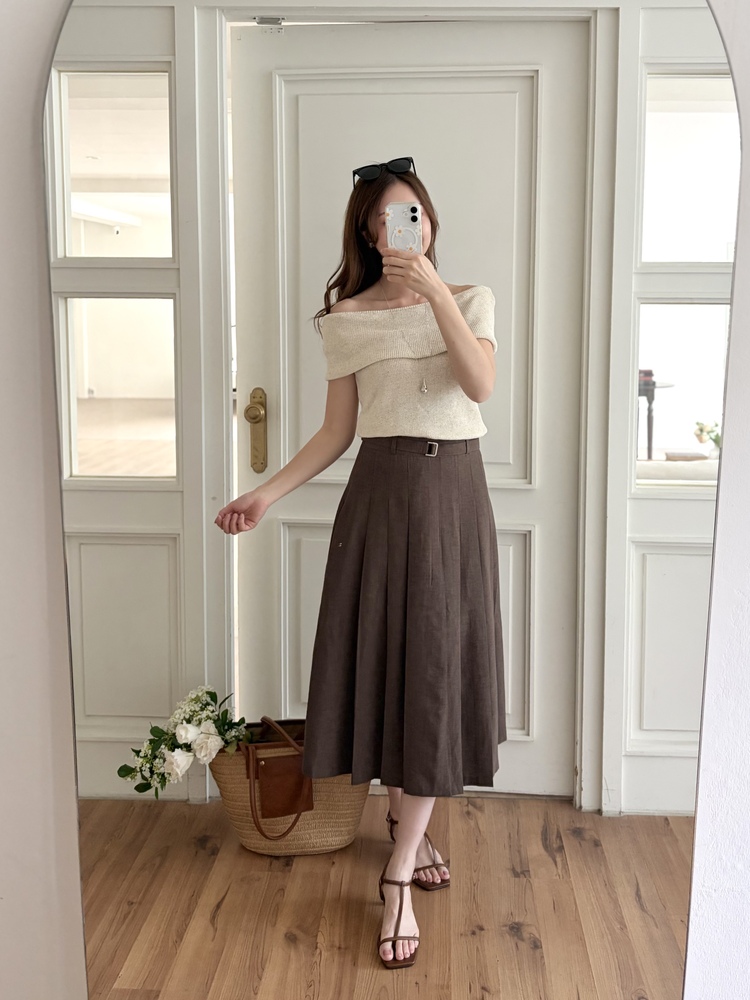 Linen Off Shoulder Top (Oat)