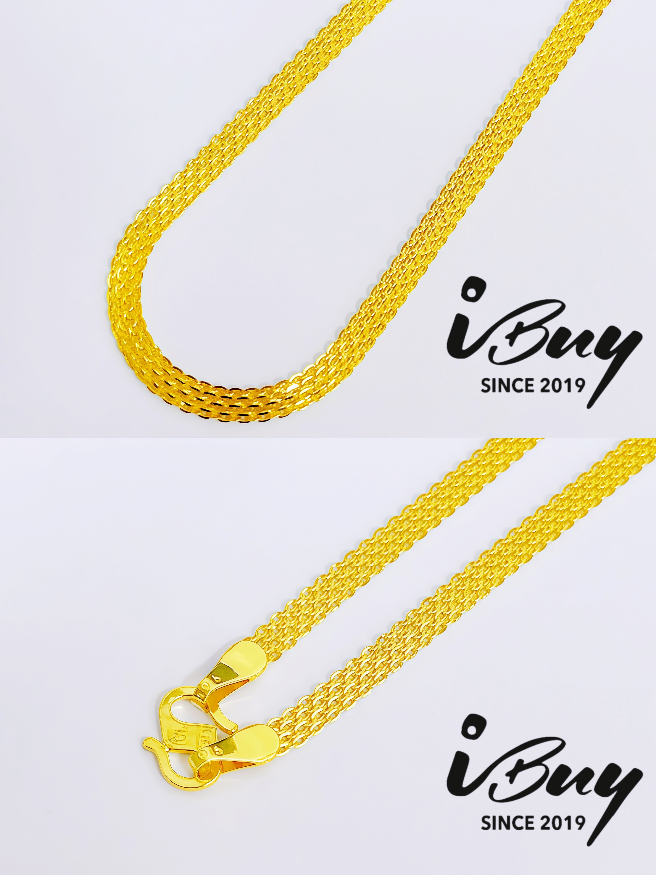 916 GOLD MILAN 4 LINE NECKLACE 916 金 米兰4行项链