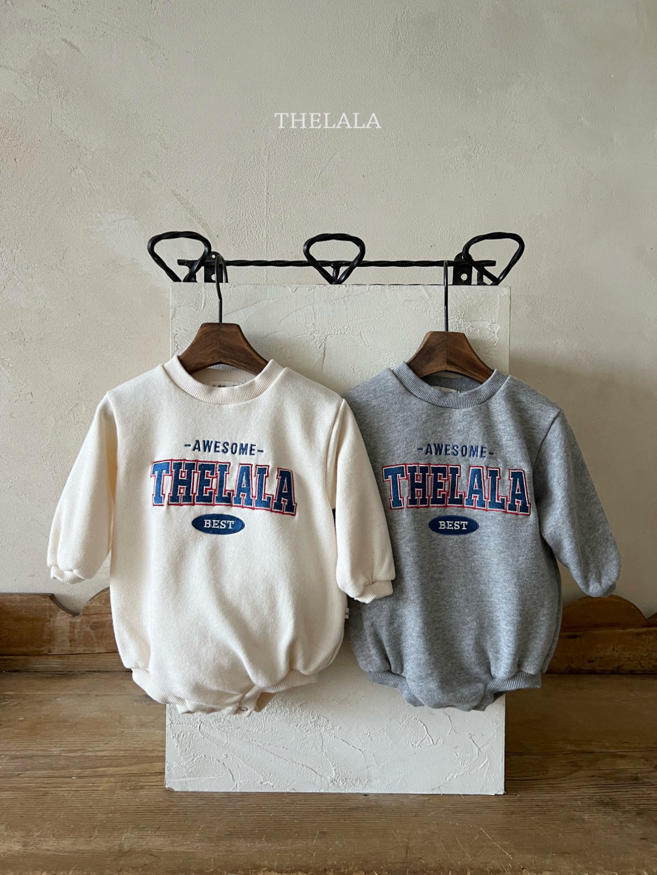 🌸預訂 韓國直送🌸🇰🇷THELALA兩色親子款標誌刺繡貼花長袖包屁衣