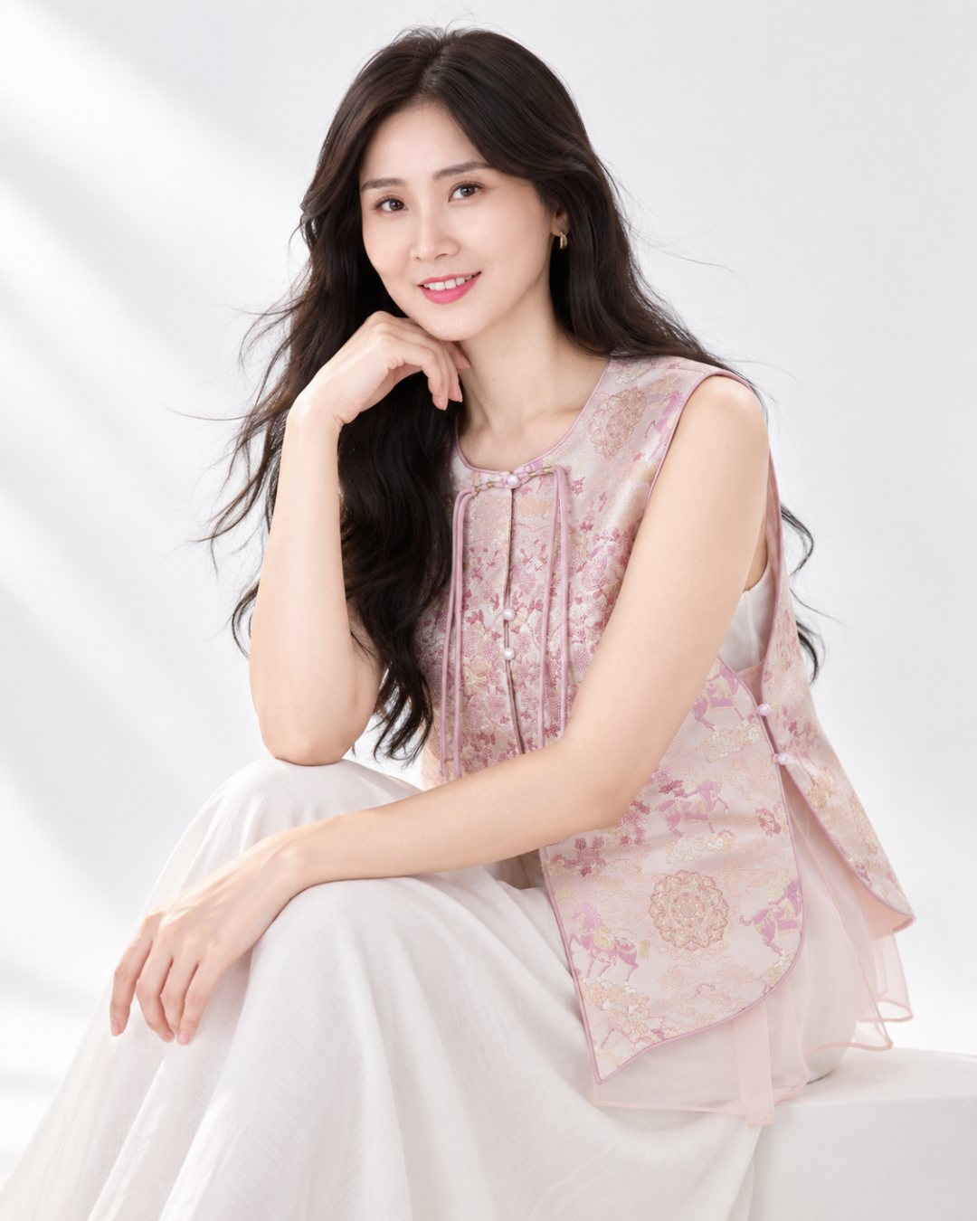 5147 Rosalie Blossom Jacquard Qipao Vest