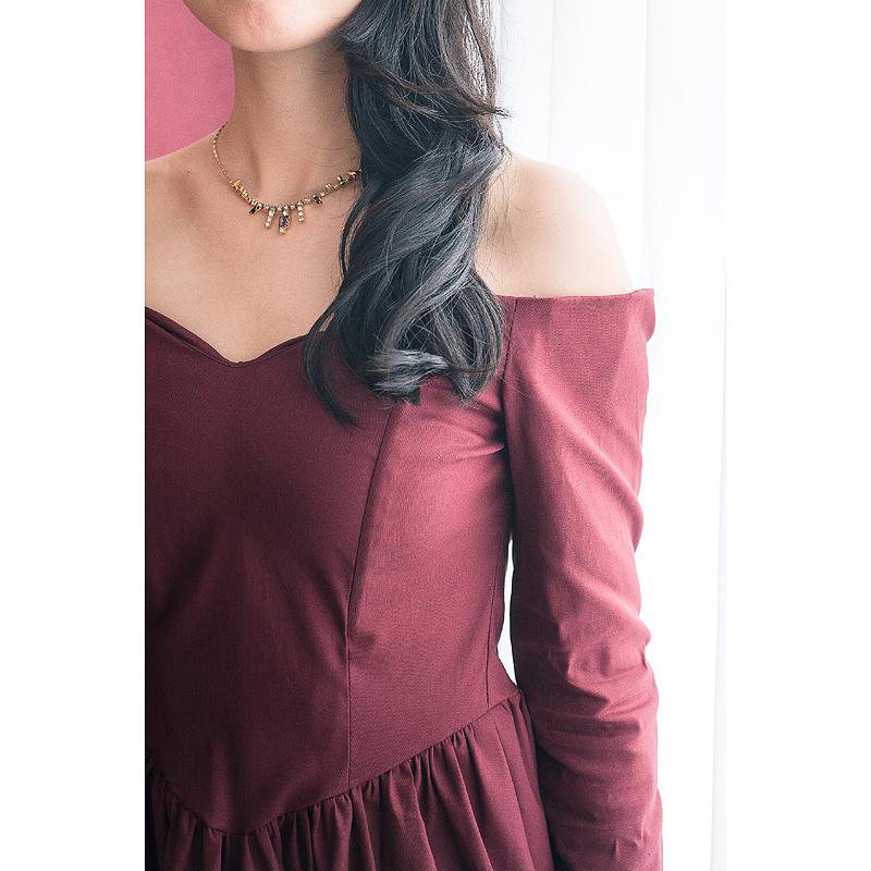 (Last 1!)Vintage1961's very first design- 1950s Hollywood Inspired Tea Party Dress - Wine (FM002)