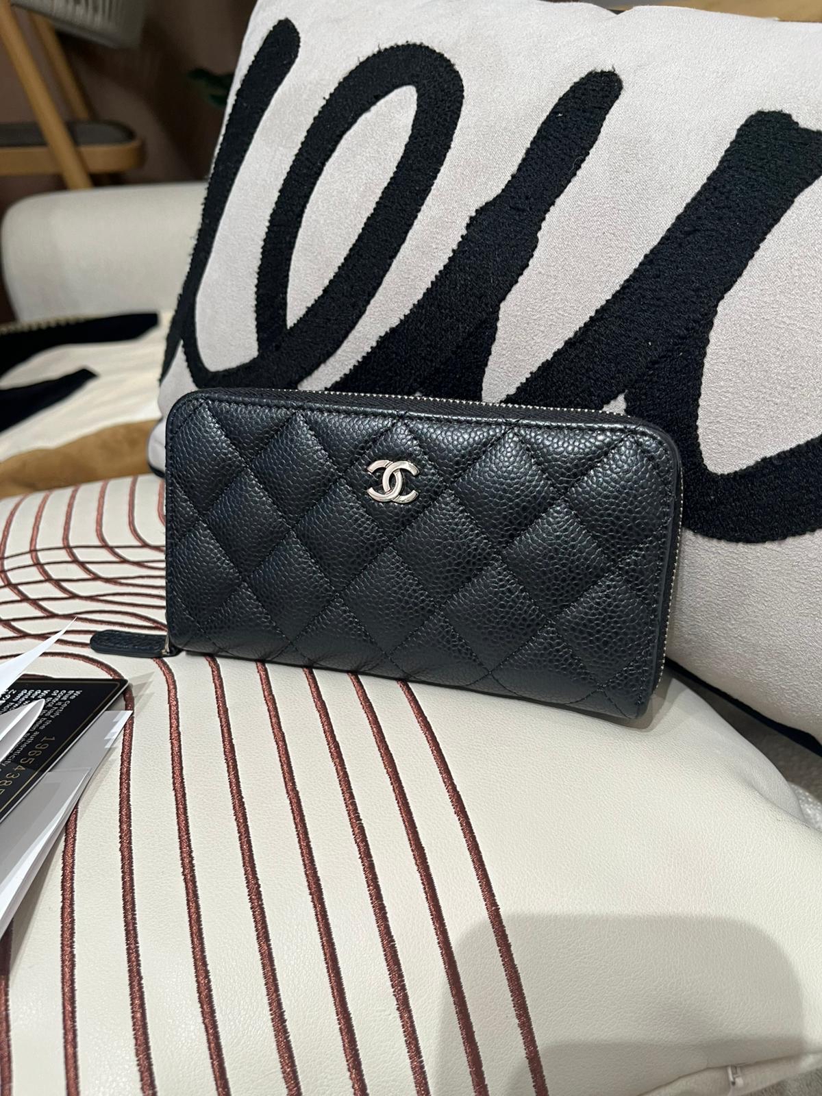 Chanel Zip Wallet 黑色荔枝牛皮 100%Authentic, 95%New ✅Card ✅Box