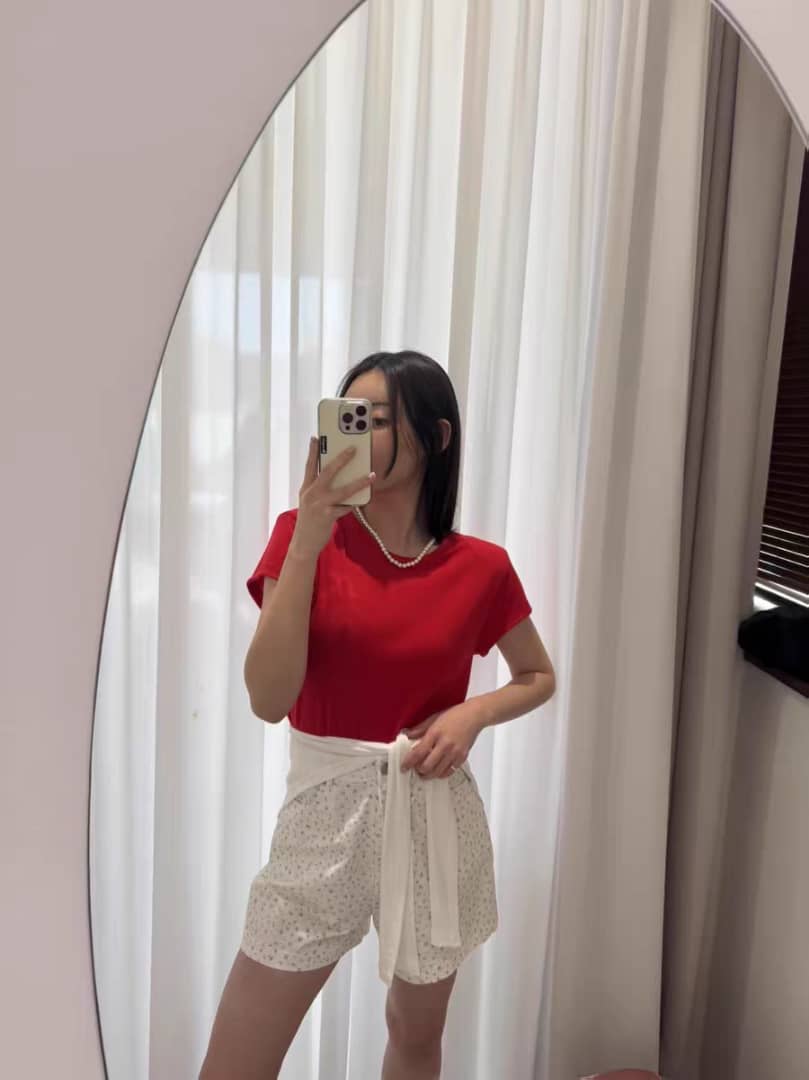 Basic Cotton Cropped T-Shirt with Crew Neck ‖ 纯色短款圆领棉质T恤  KR0131305