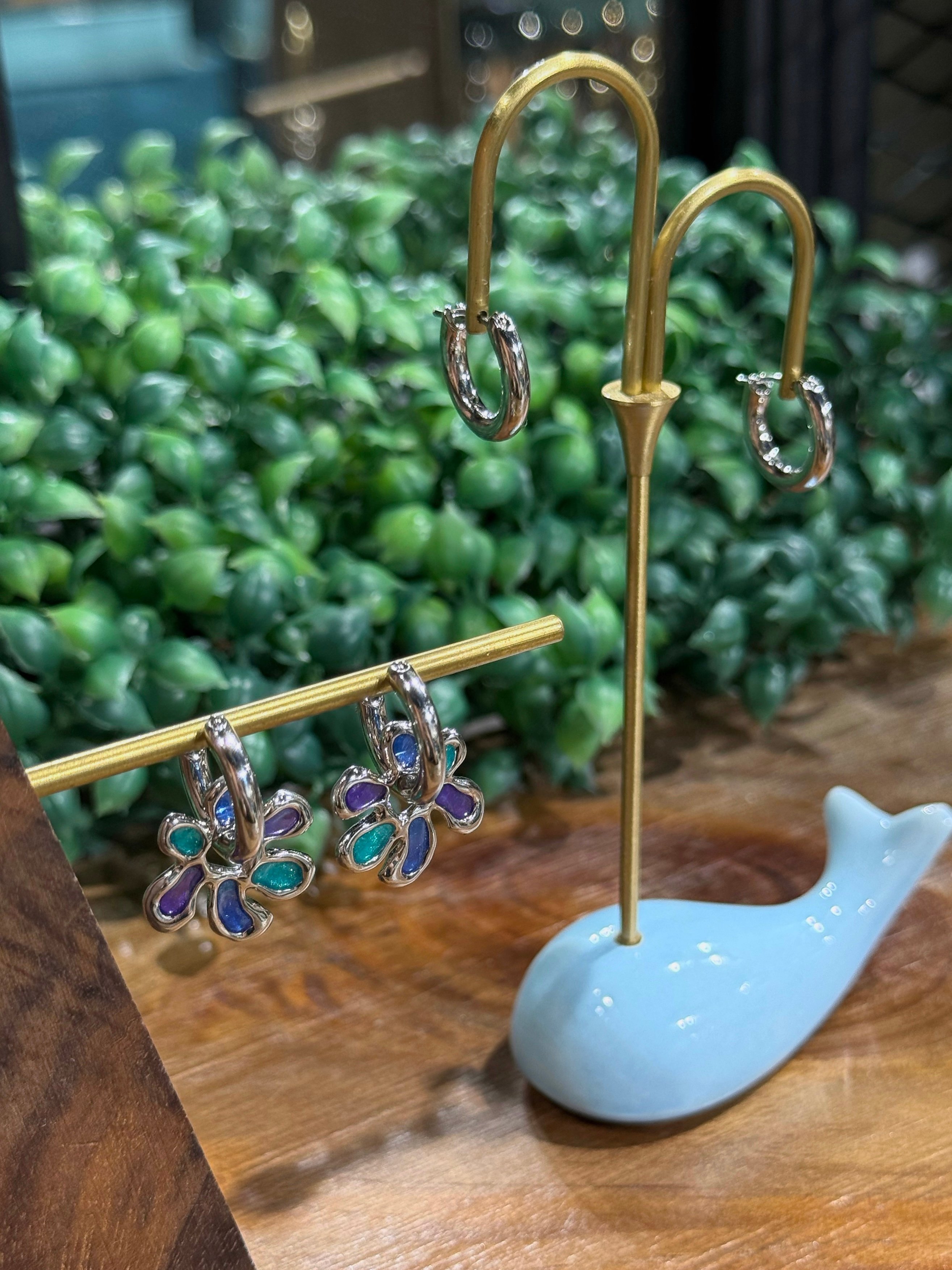 花影雙生 Bloom Duo Hoop Earrings | 兩用耳圈款垂墜耳環