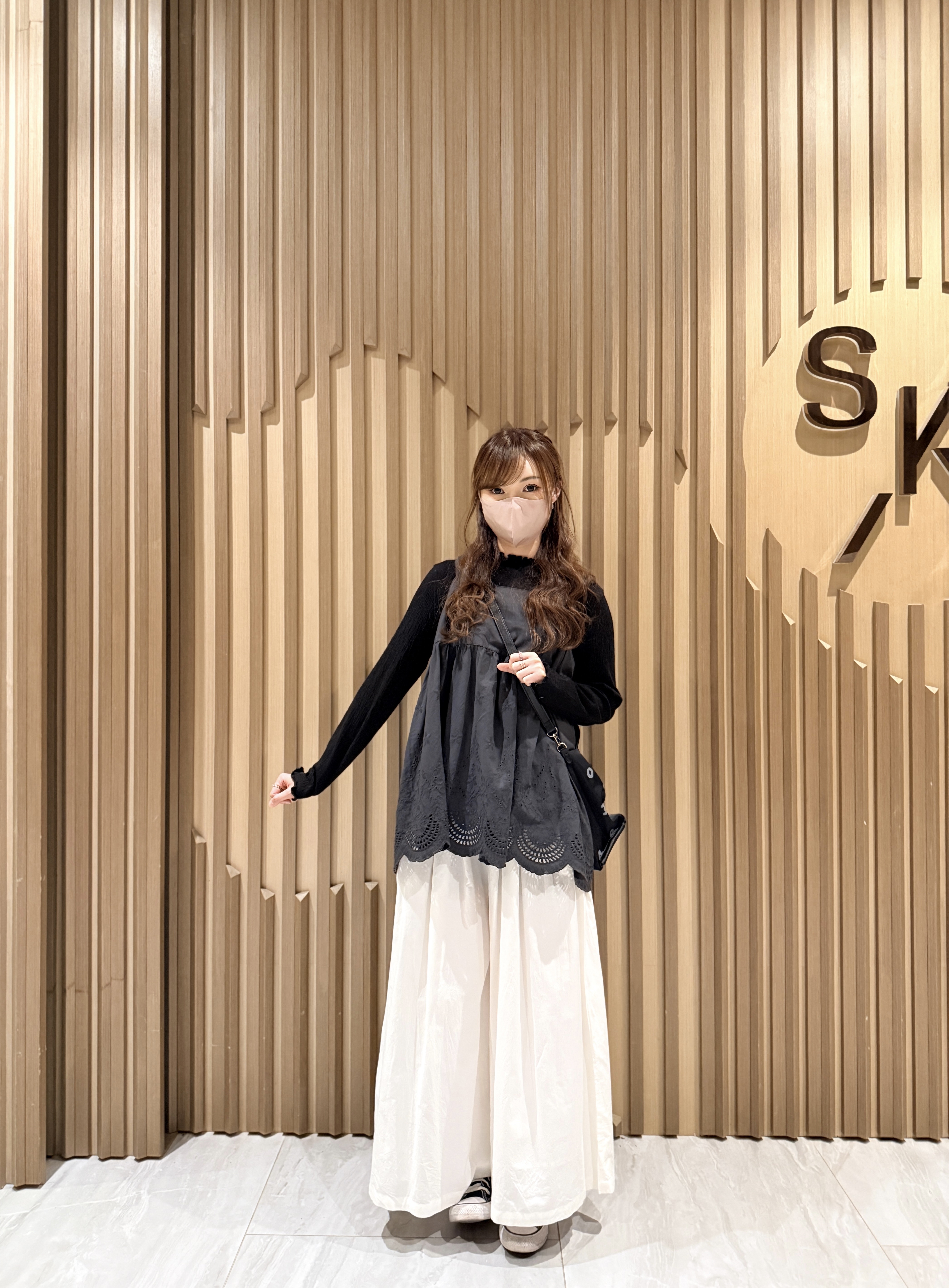 平口通花吊帶（炭灰色）