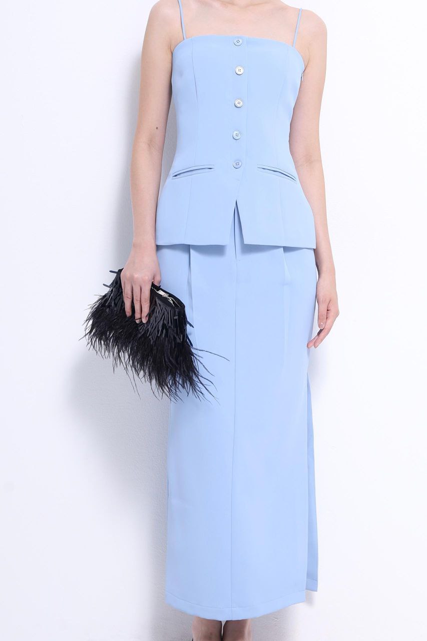 侧开叉半裙 1381