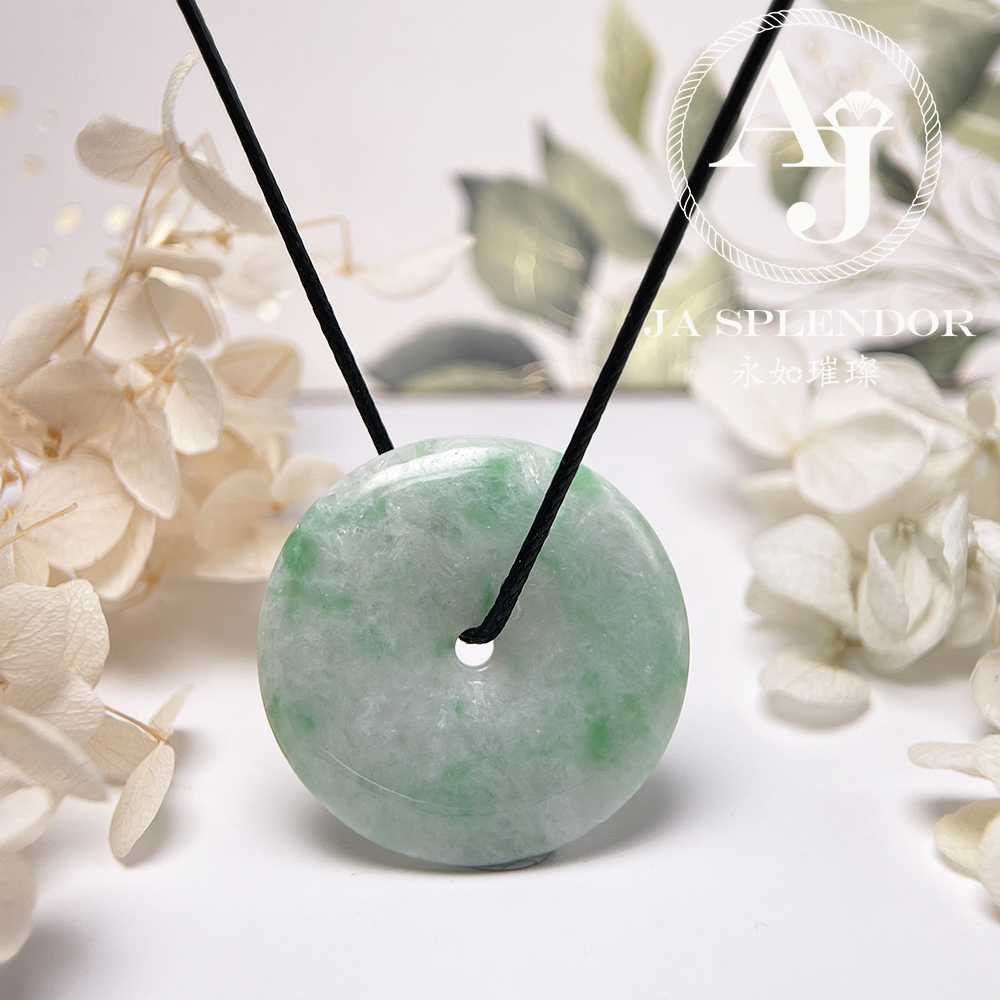 JN-3144 天然翡翠A玉 白底青大平安扣