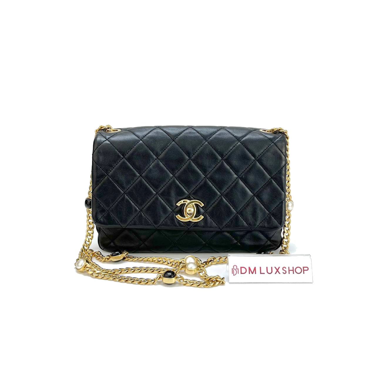Chanel 22B Black Lambskin Flap Bag GHW (Microchip)